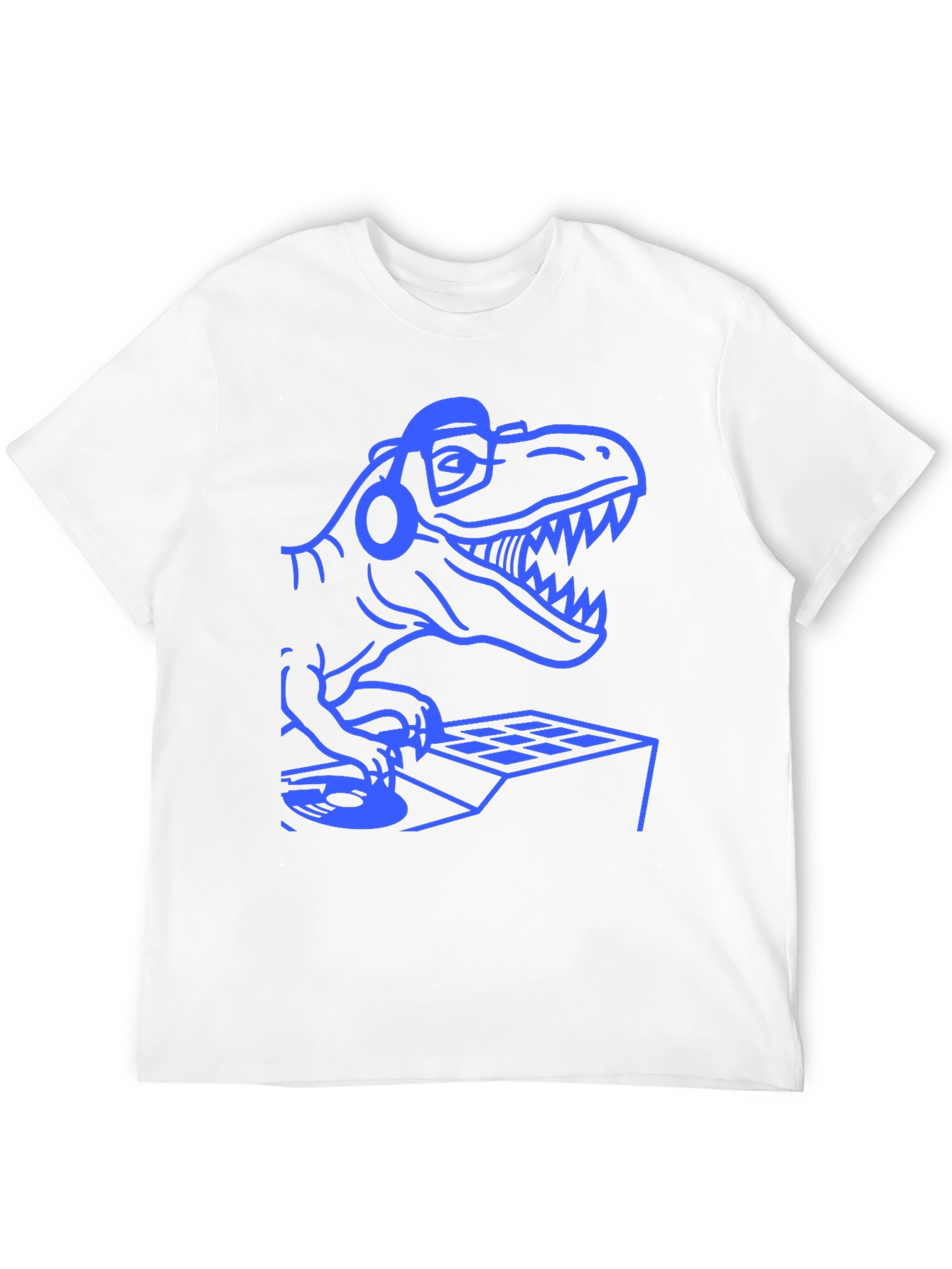 Black DJ Dinosaur Graphic Tee - Black Cotton T-Shirt view 12