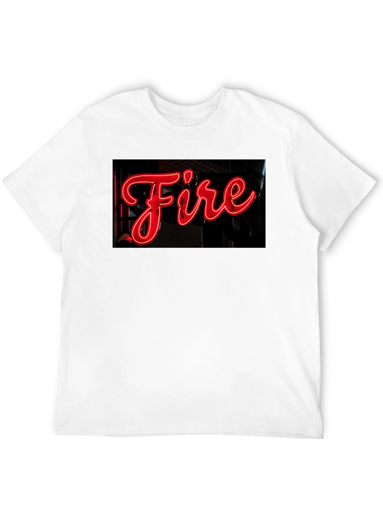 Black Fiery Graphic Tee - Neon Sign Black T-Shirt view 12
