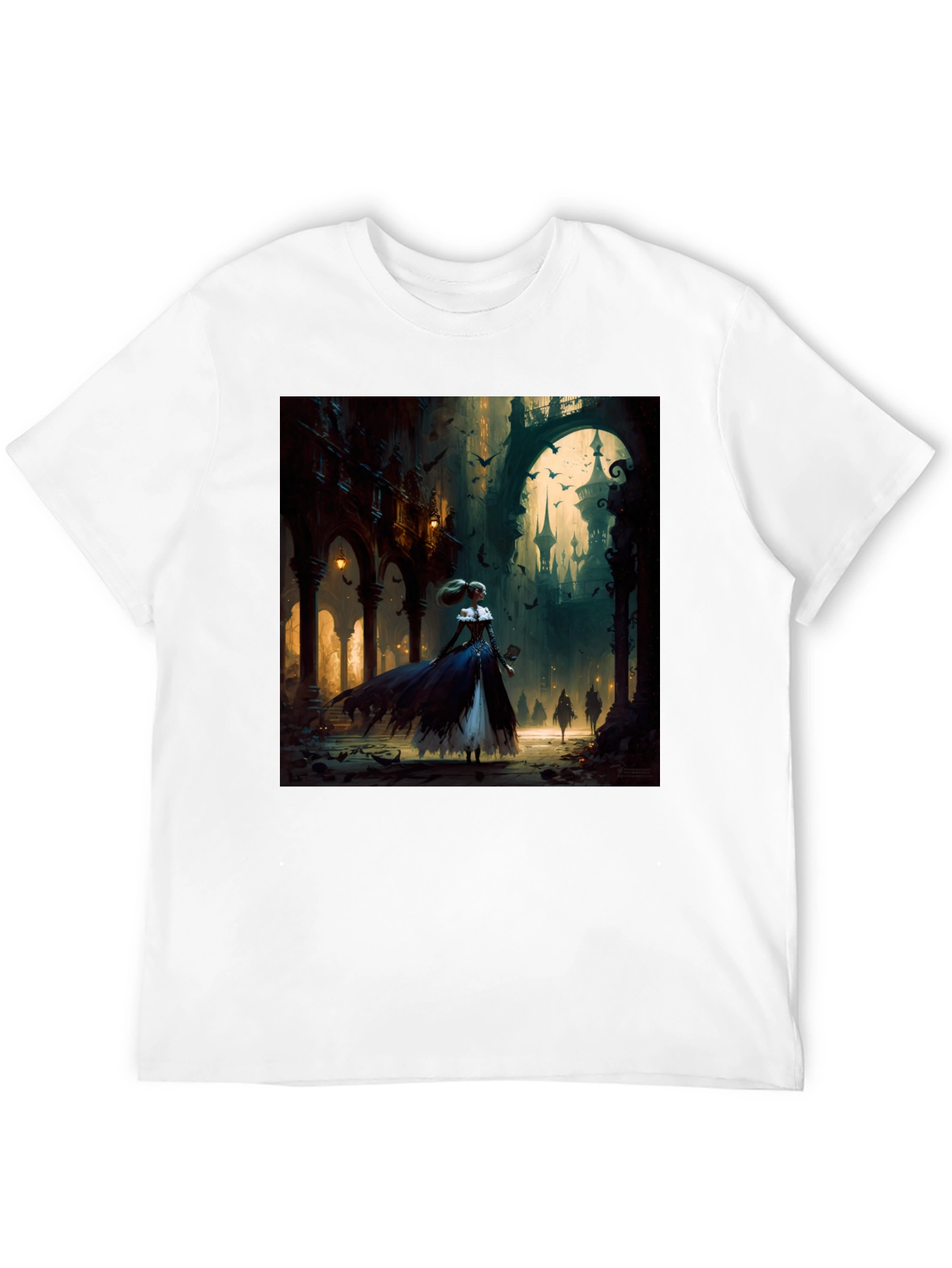 Black Gothic Fantasy T-Shirt - Dark Castle Design view 12