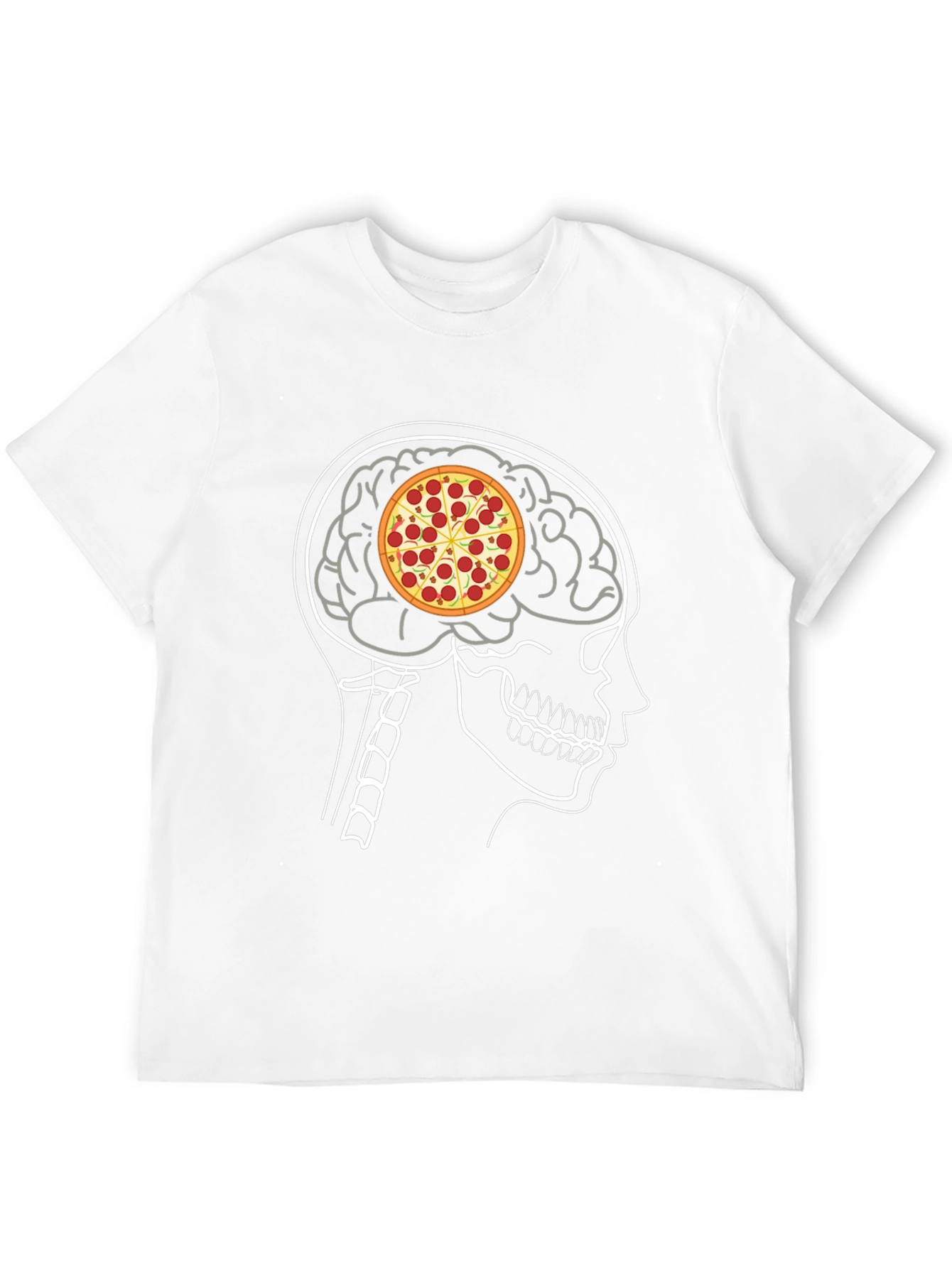 Black Pizza Brain T-Shirt: Foodie Mind Black Tee view 12