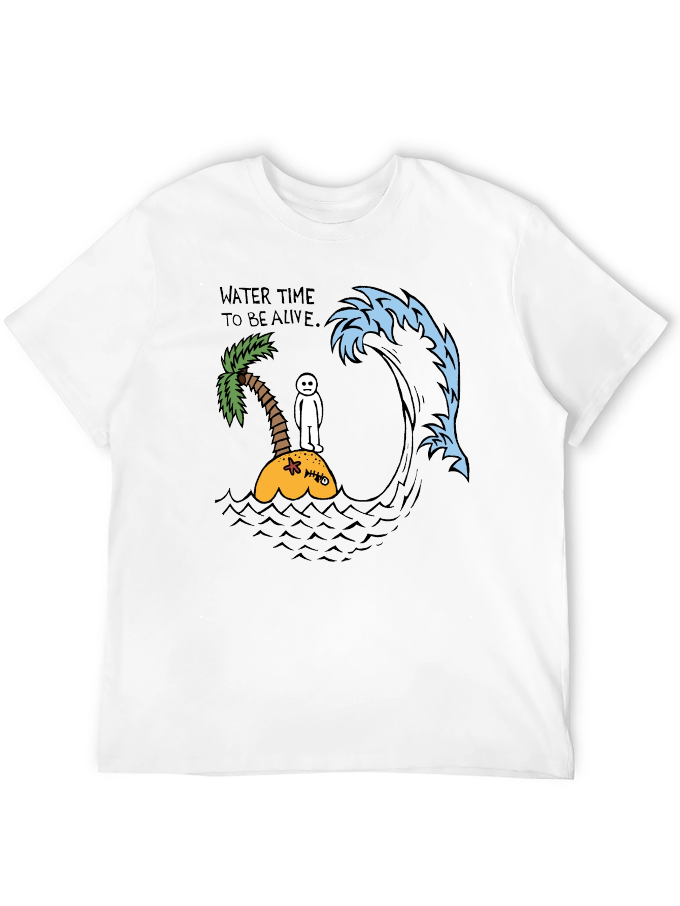 Black Humorous Wave Graphic Black T-Shirt view 12