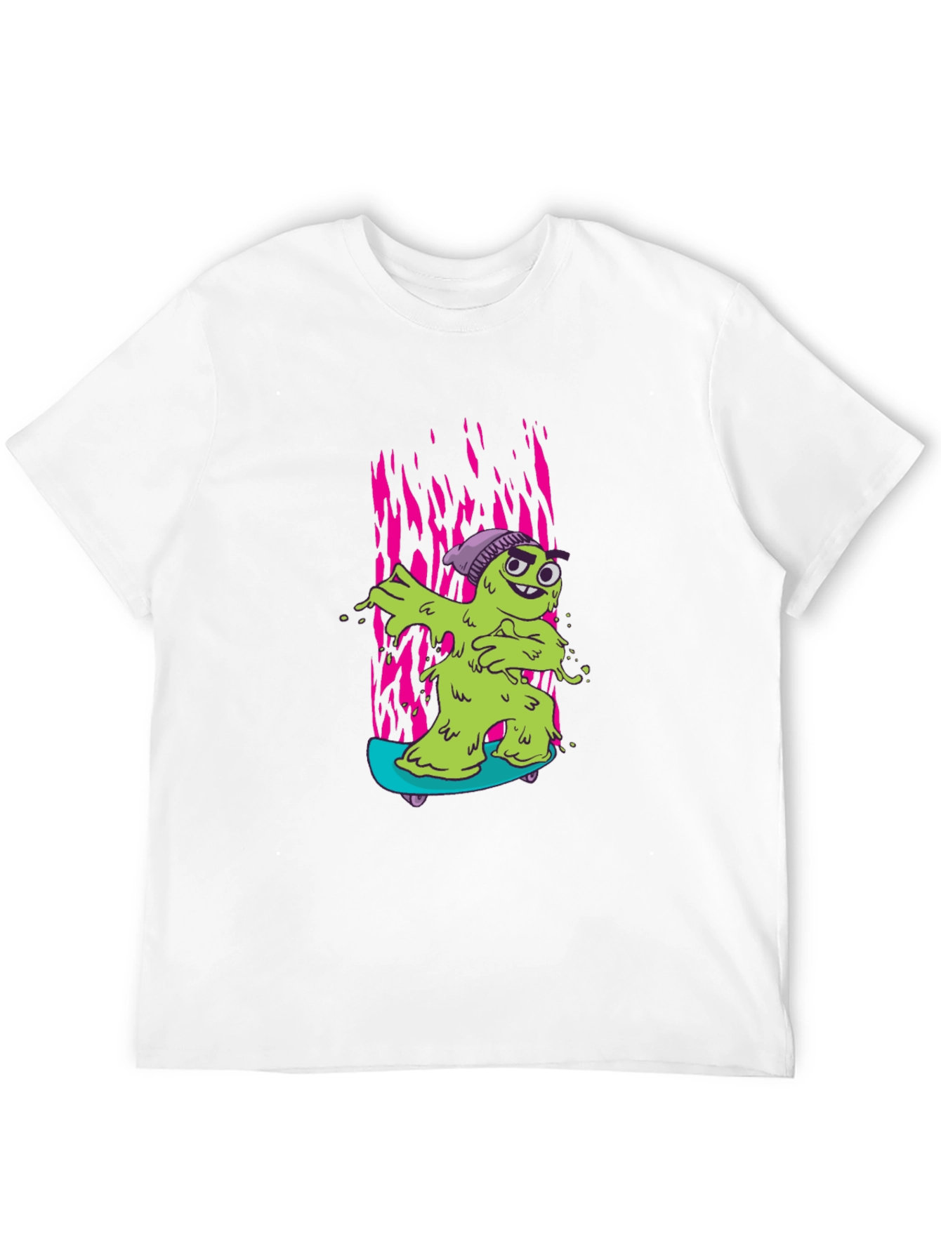 Black Cartoon Slime Monster Skateboard Graphic T-Shirt view 12
