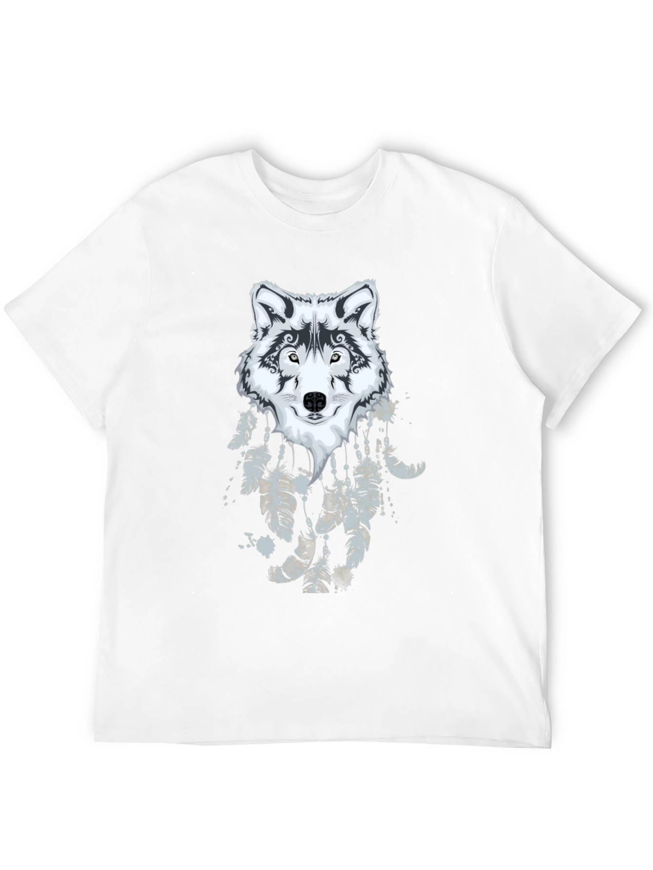 Black Wolf Dreamcatcher Graphic Black T-Shirt view 12