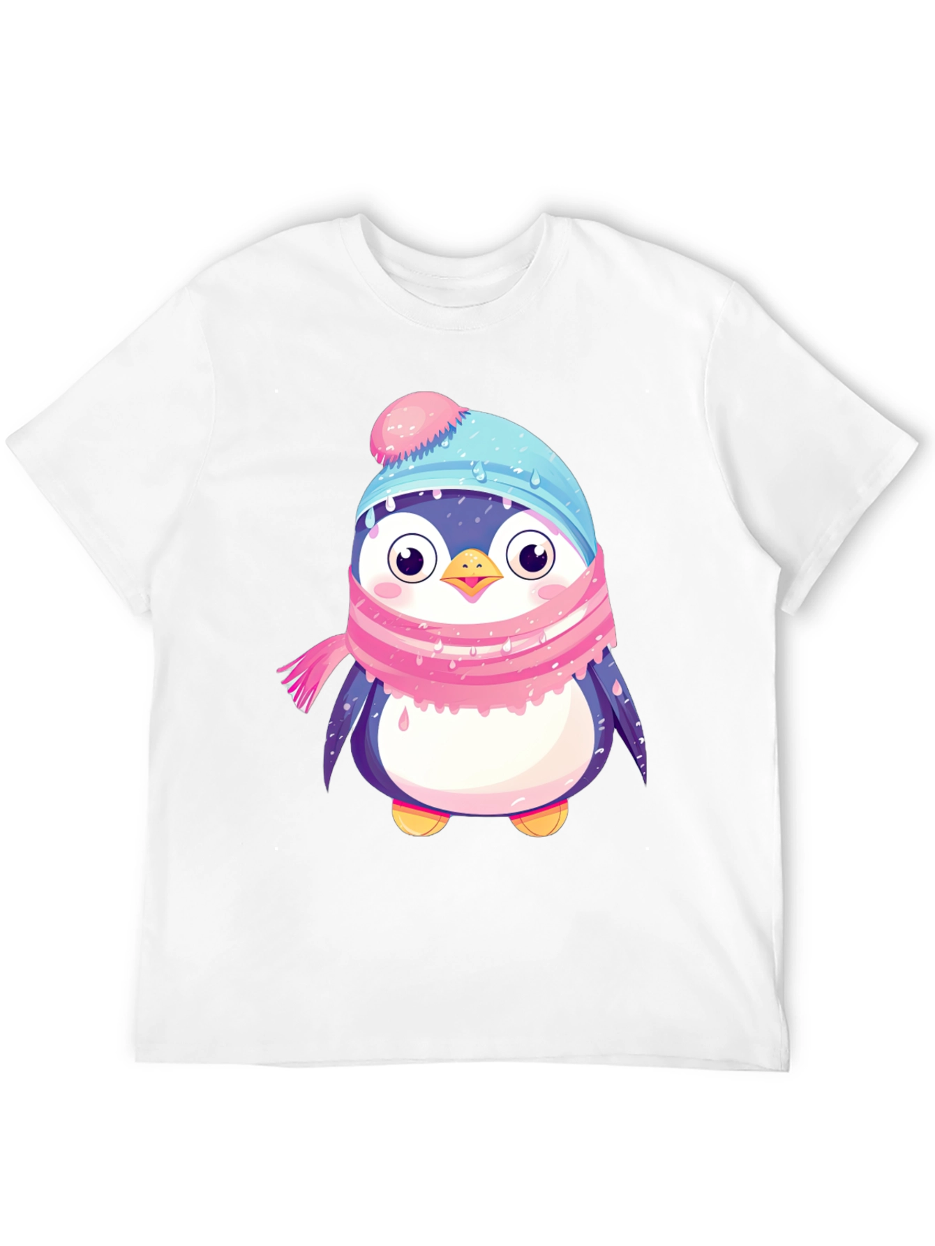 Black Cute Penguin Winter Hat Scarf T-Shirt view 12