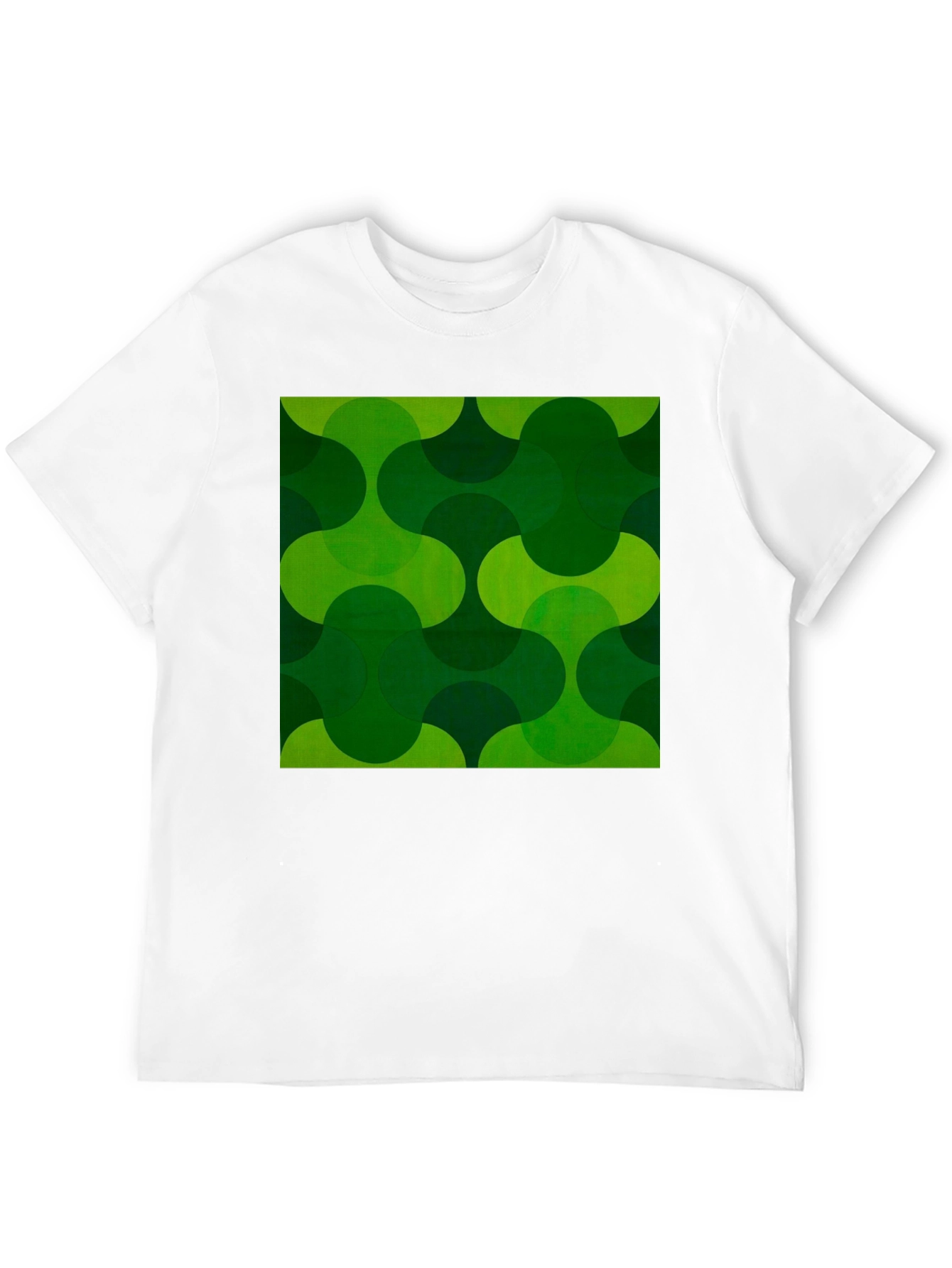 Black Retro Green Geometric Print Black T-Shirt view 12