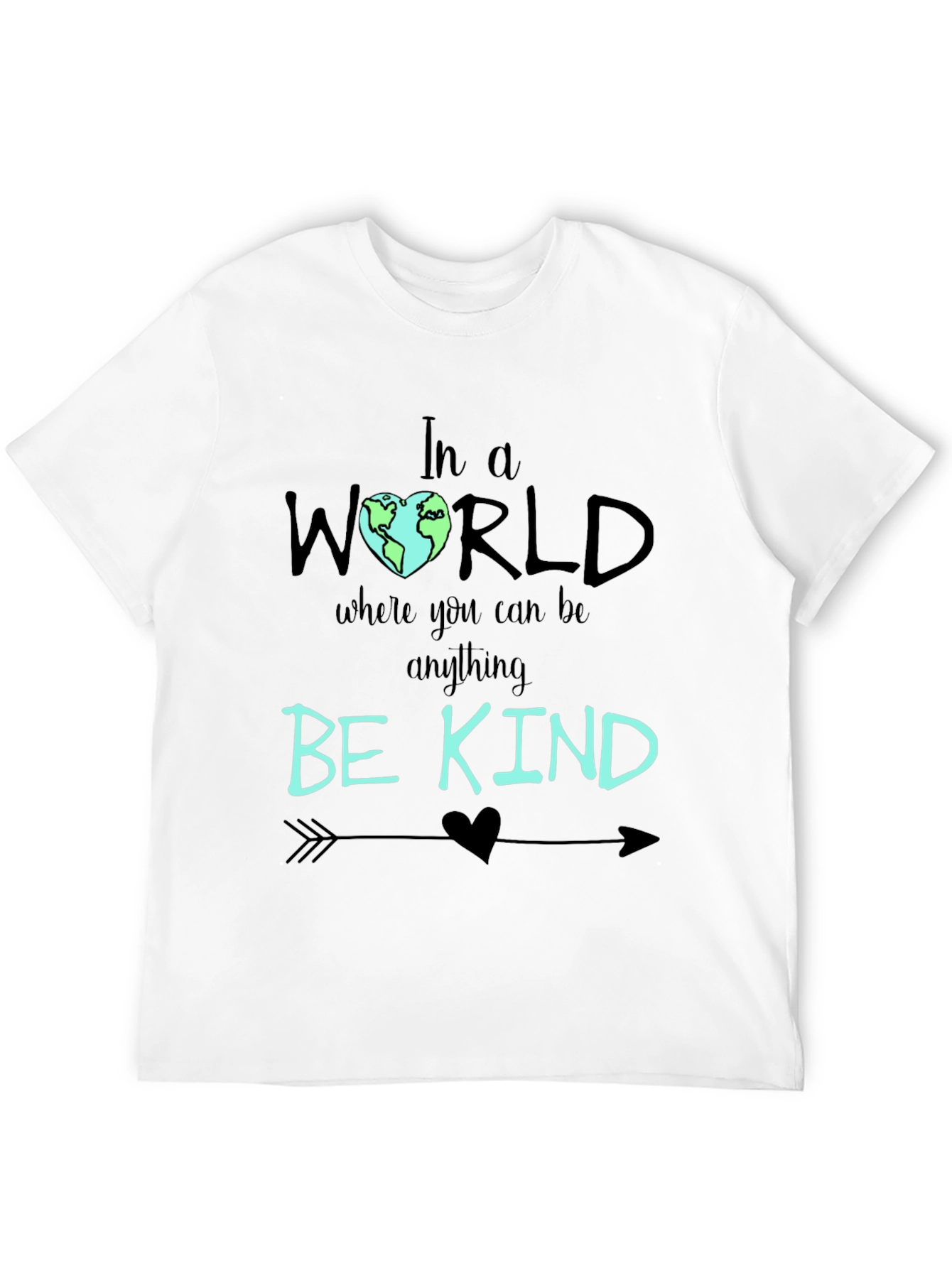 Black Be Kind T-Shirt - World Heart Graphic Tee view 12