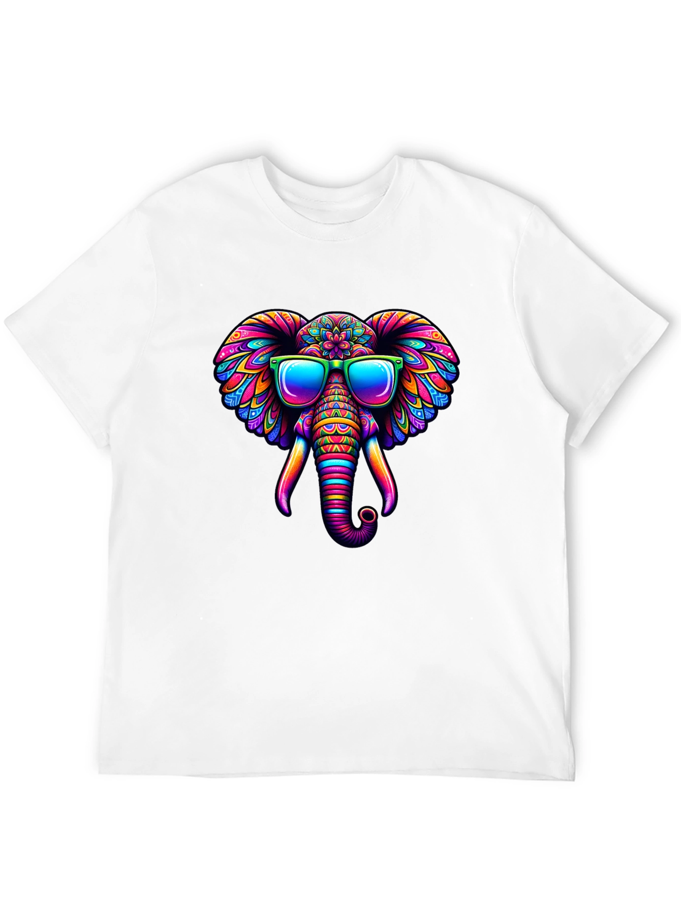 Black Cool Elephant T-Shirt: Colorful Design view 12