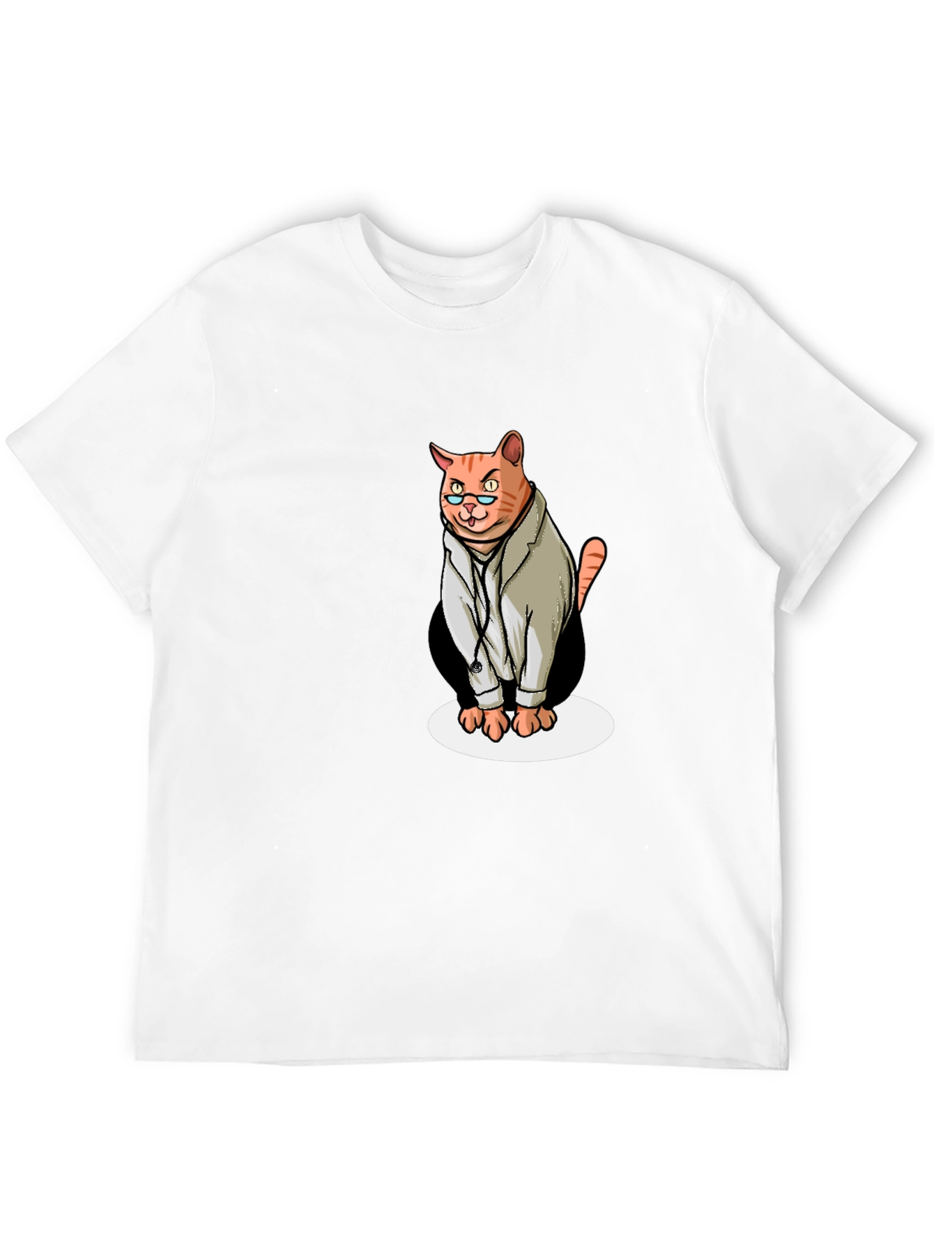 Black Doctor Cat Graphic T-Shirt - Funny Novelty Tee view 12
