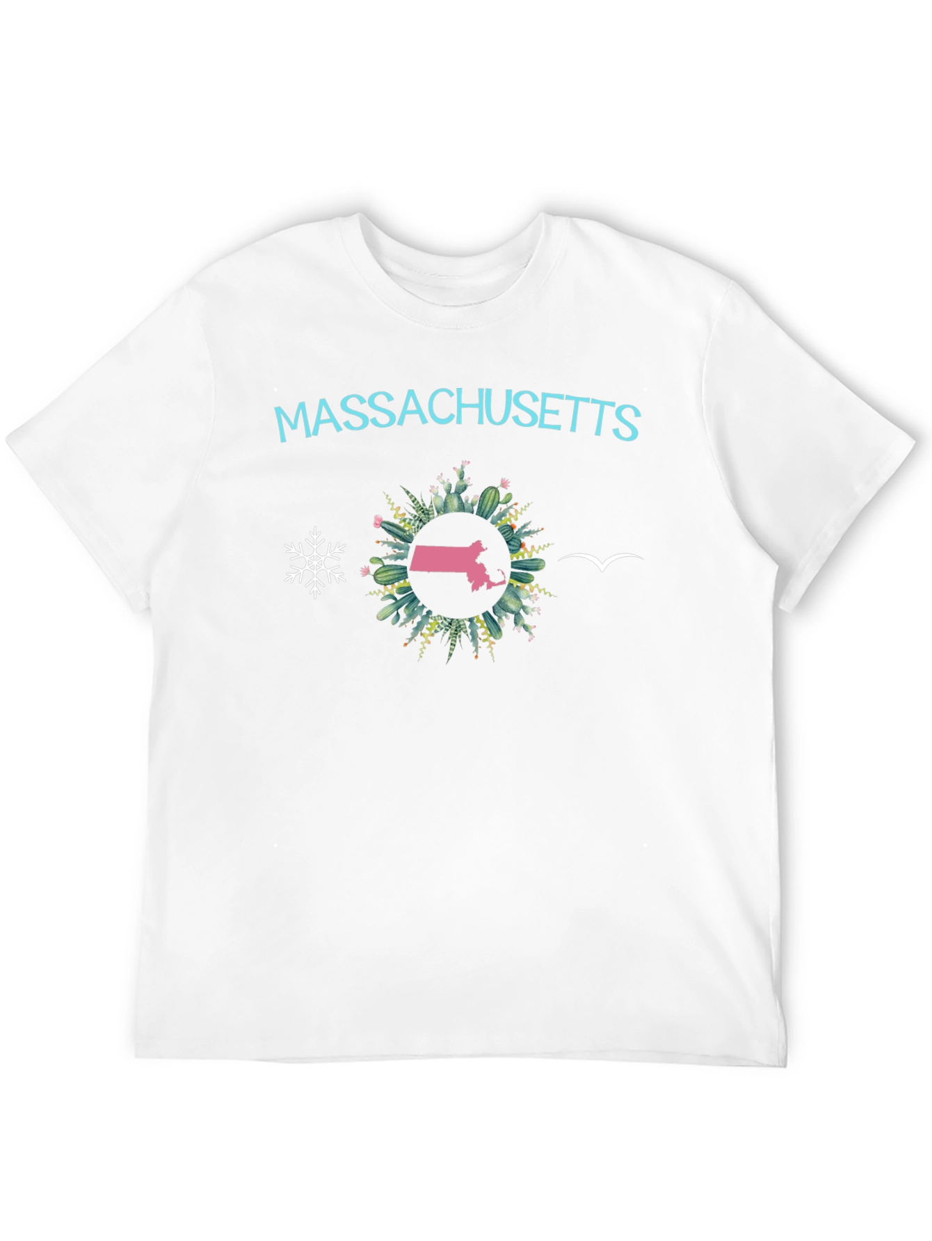Black Massachusetts Graphic Tee - Cactus & State Pride! view 12