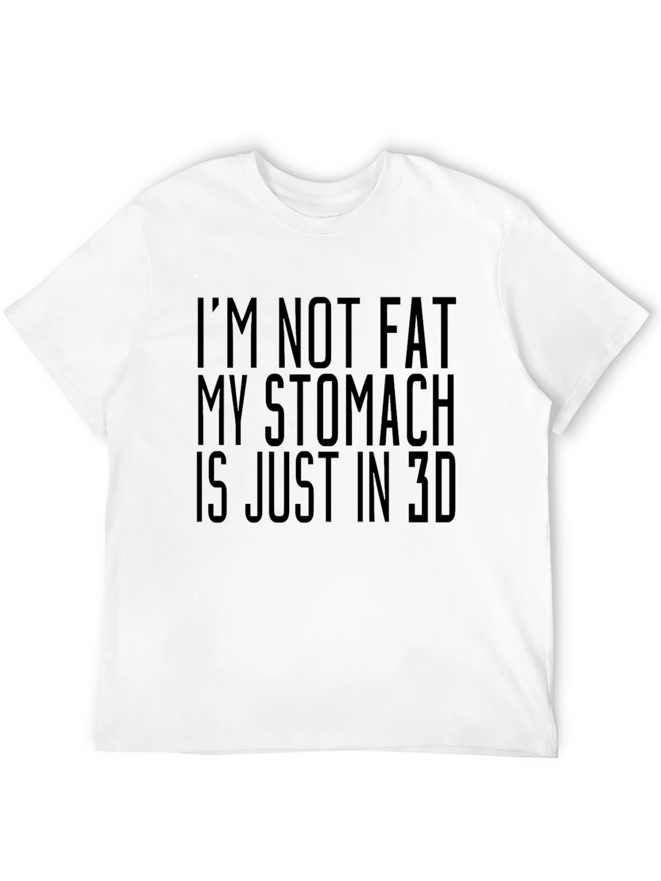 Black Funny 3D Stomach Men's Black T-Shirt view 12