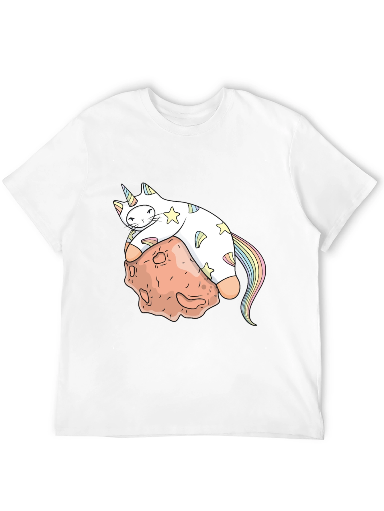 Black Unicorn Cat on Asteroid Graphic T-Shirt view 12