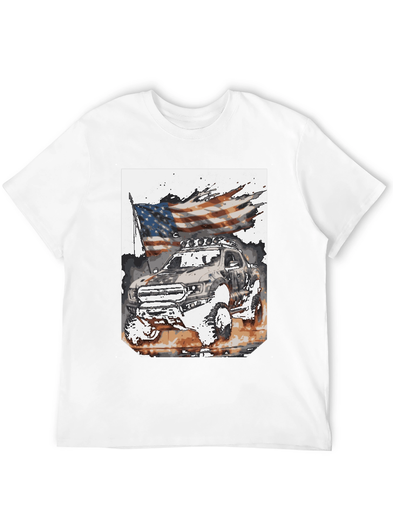Black American Flag Truck Graphic Tee view 12
