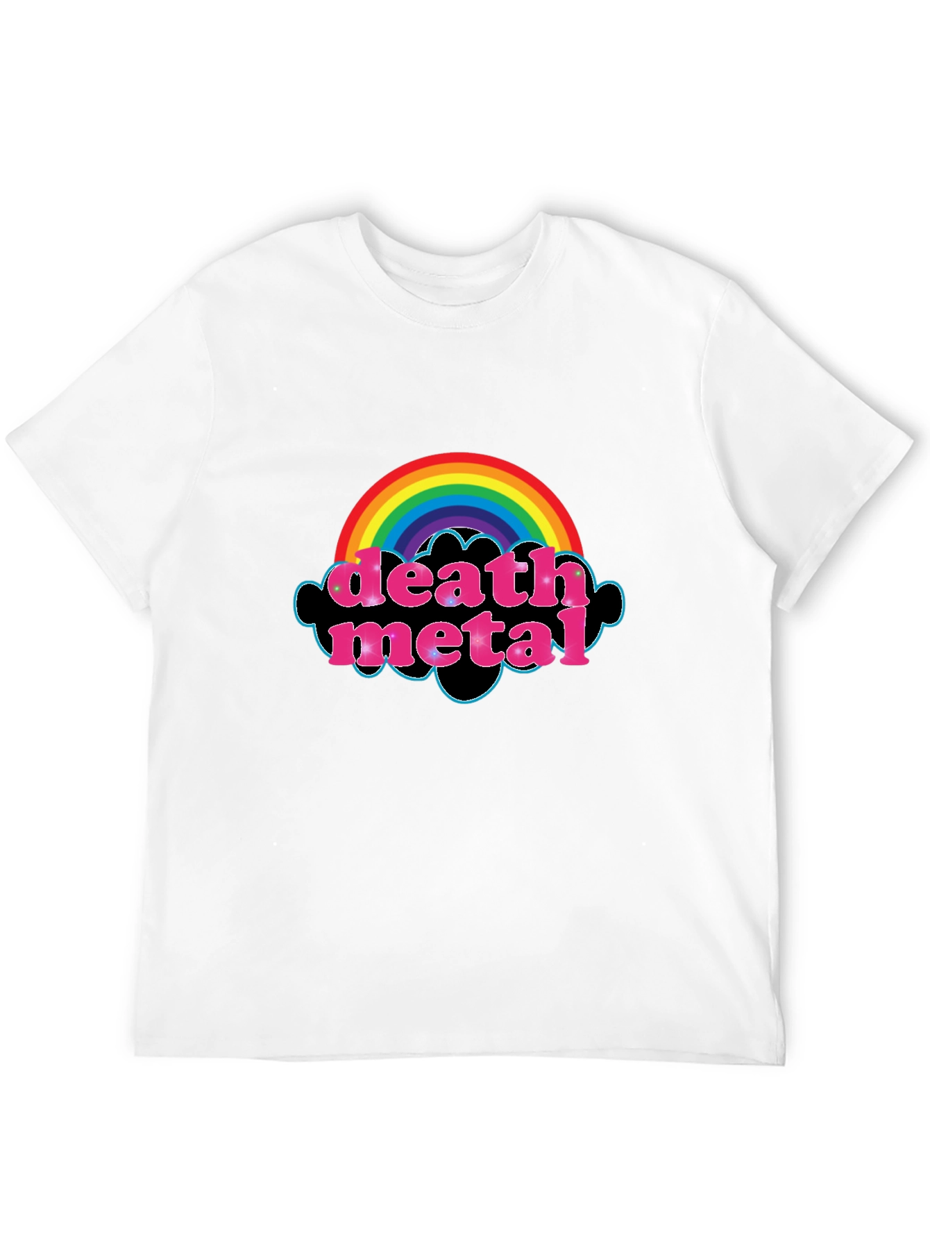Black Death Metal Rainbow T-Shirt - Black Graphic Tee view 12