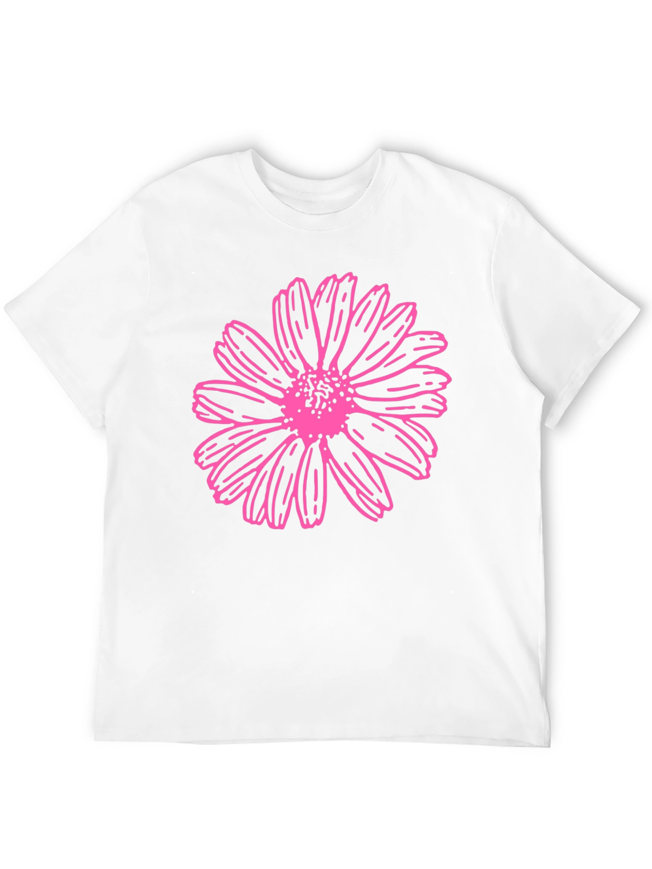 Black Pink Daisy Graphic T-Shirt - Black Cotton Blend view 12