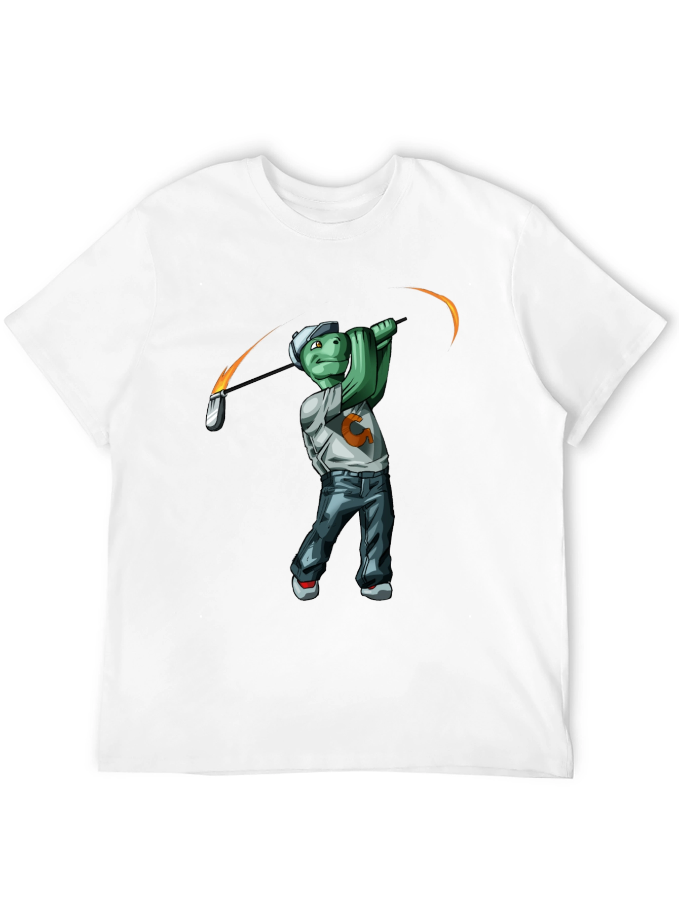 Black Golfing Turtle Graphic T-Shirt - Funny Tee view 12