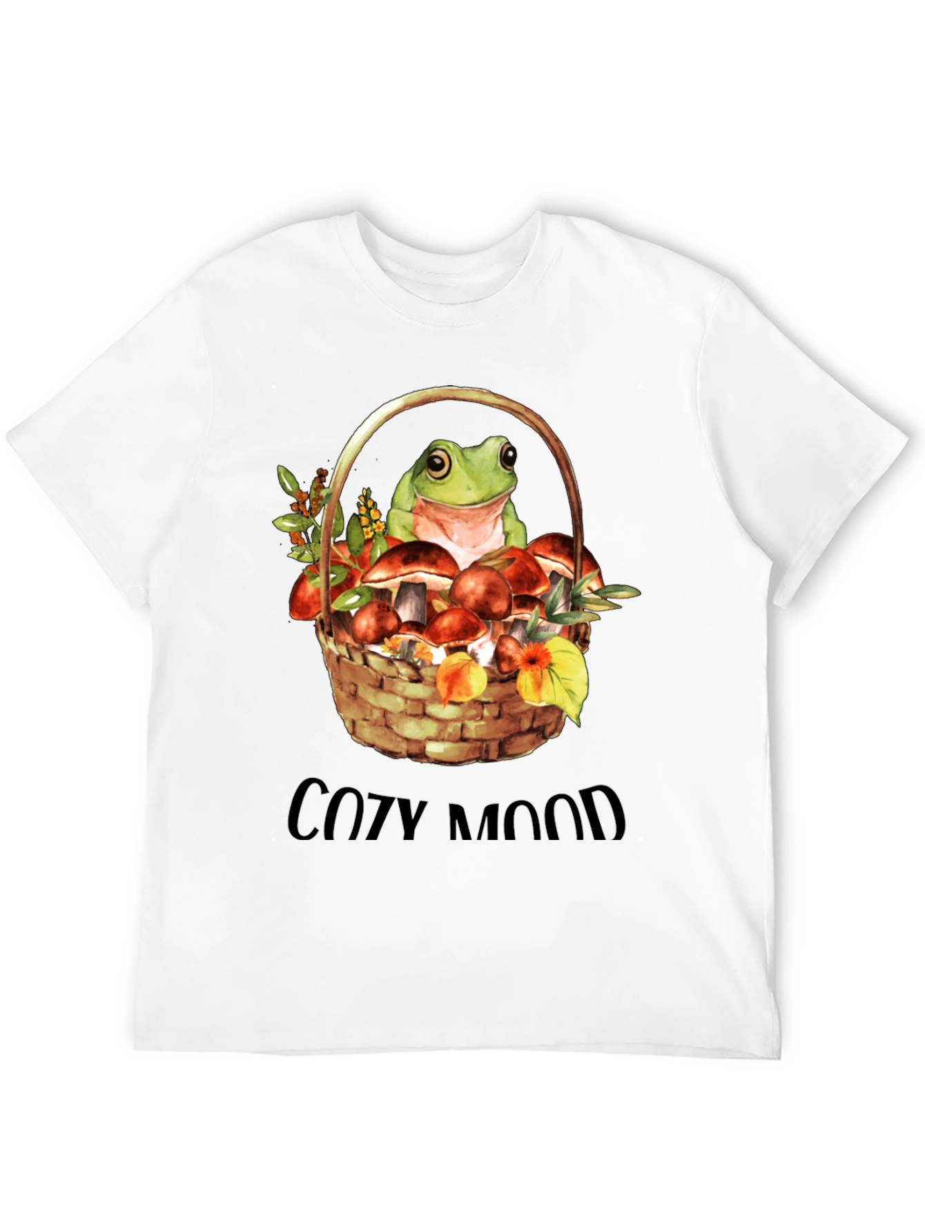 Cozy Mood Frog & Mushroom Basket Graphic Tee - 12