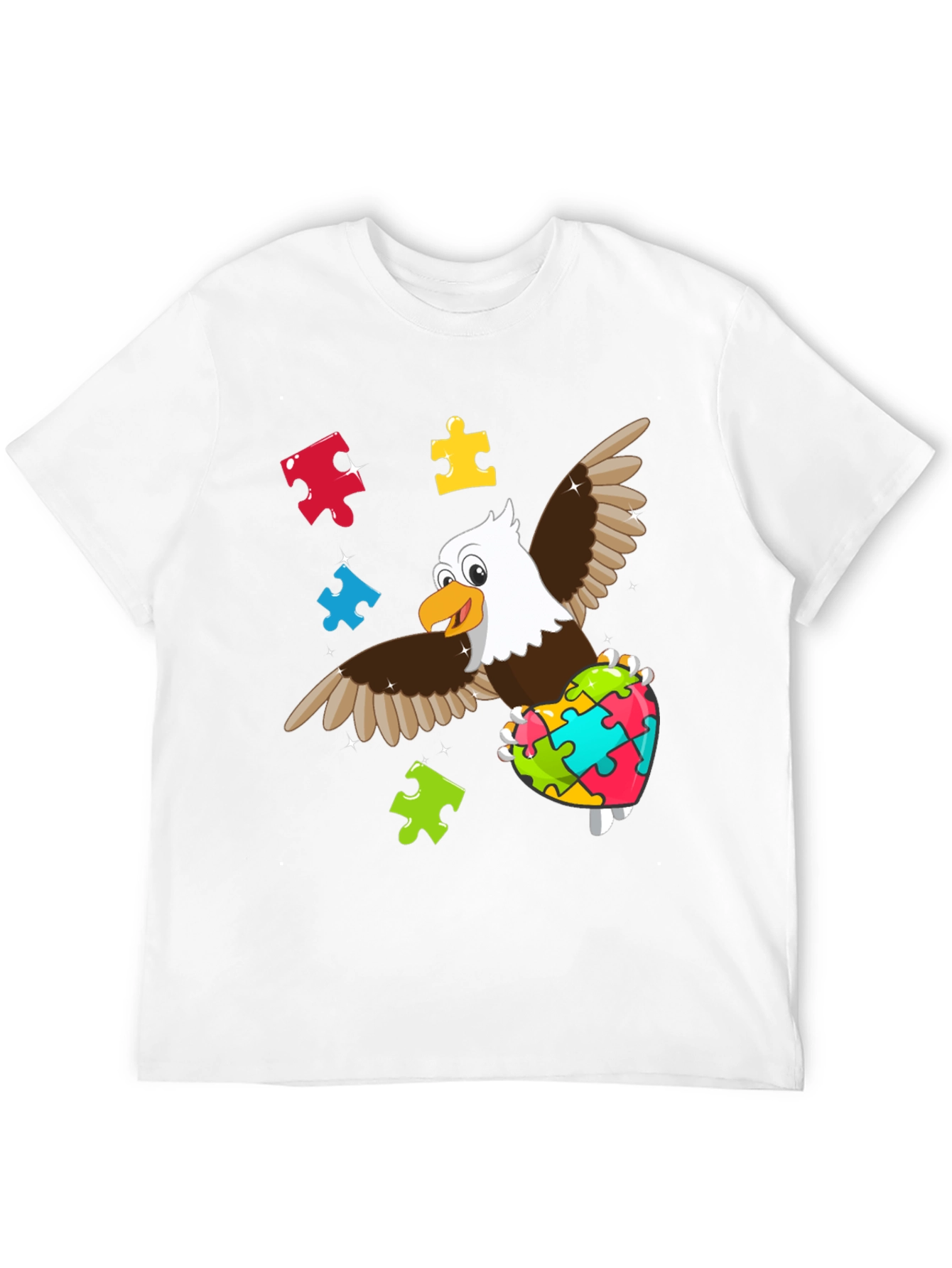 Black Autism Awareness Eagle T-Shirt view 12
