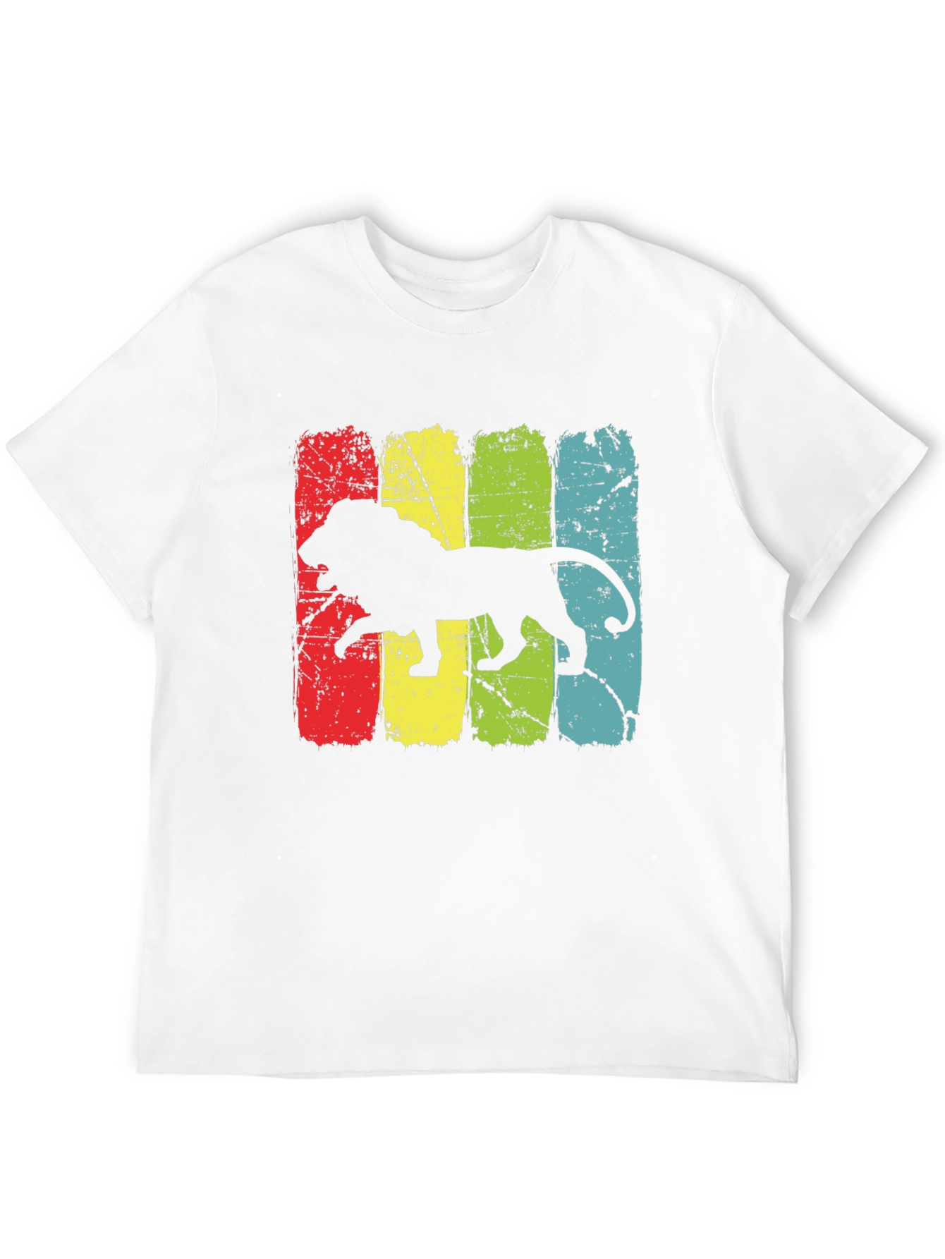 Black Retro Lion Graphic Tee - Men's Short Sleeve Black T-Shirt view 12