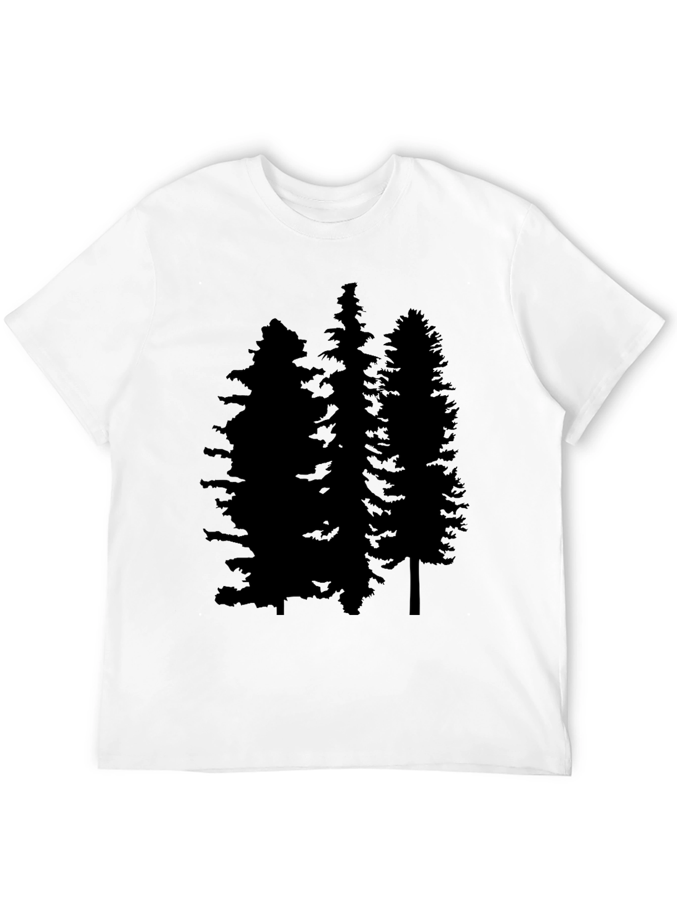 Black Men's Black T-Shirt with Pine Tree Graphic view 12