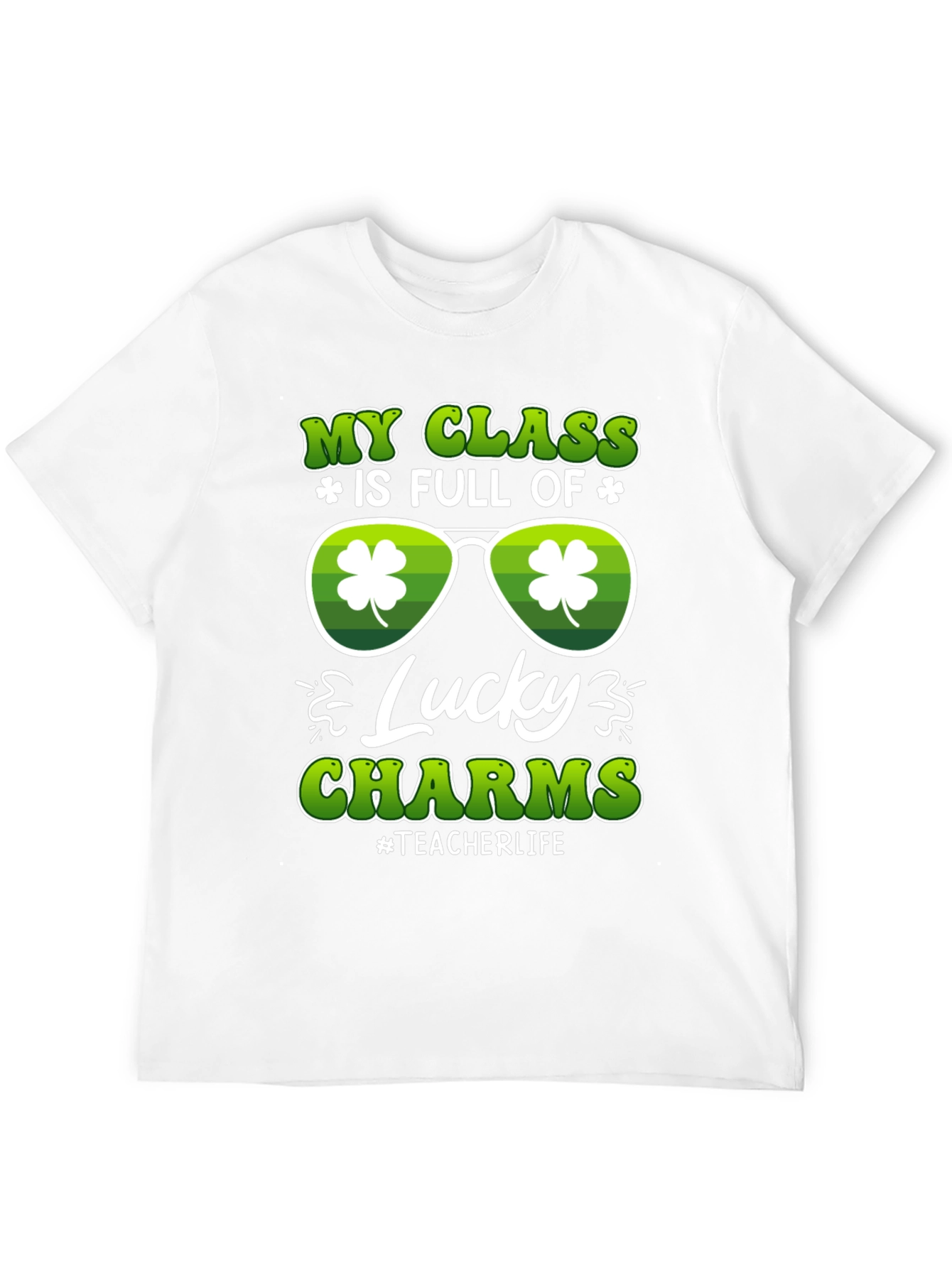 Black St. Patrick's Day Teacher T-Shirt Lucky Charms view 12