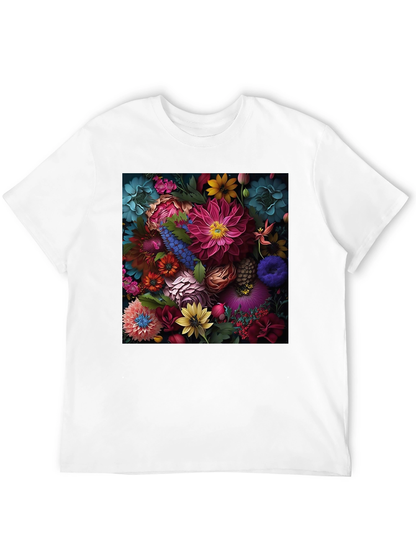 Black Floral Print Black T-Shirt view 12