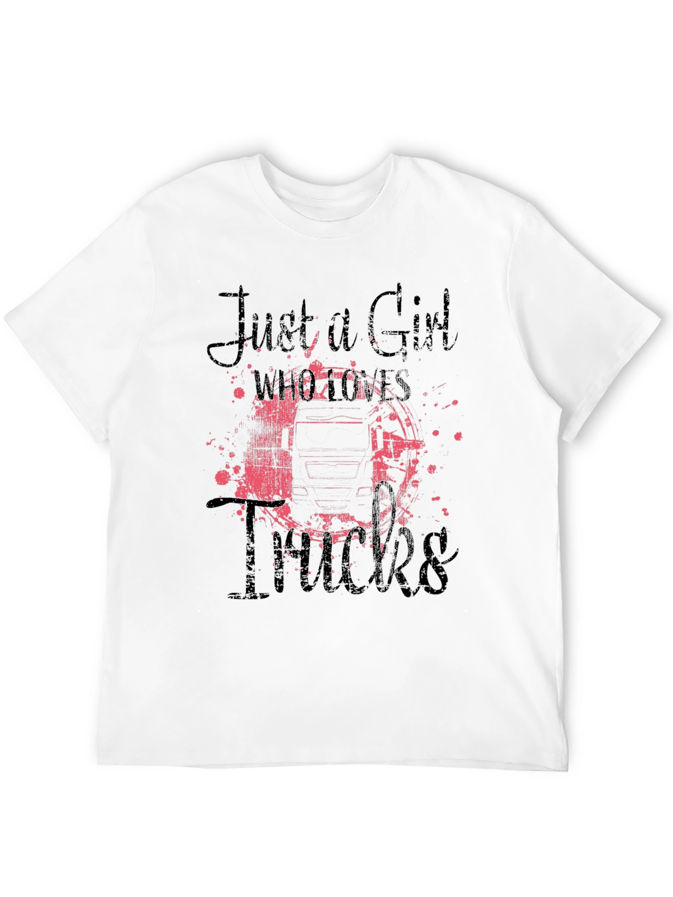 Black Just A Girl Who Loves Trucks Graphic Tee view 12
