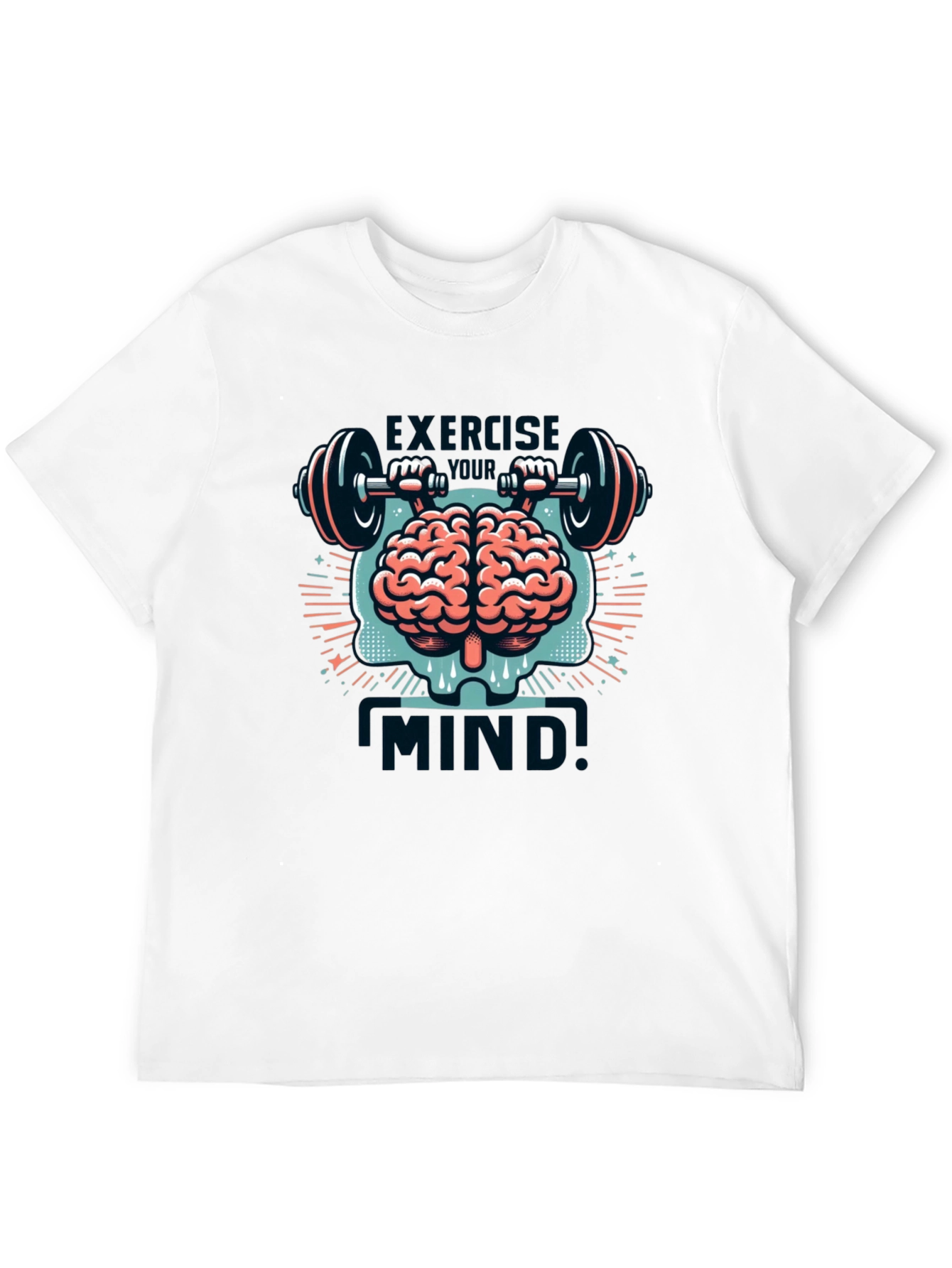 Black Exercise Mind T-Shirt - Brain & Barbell Design view 12