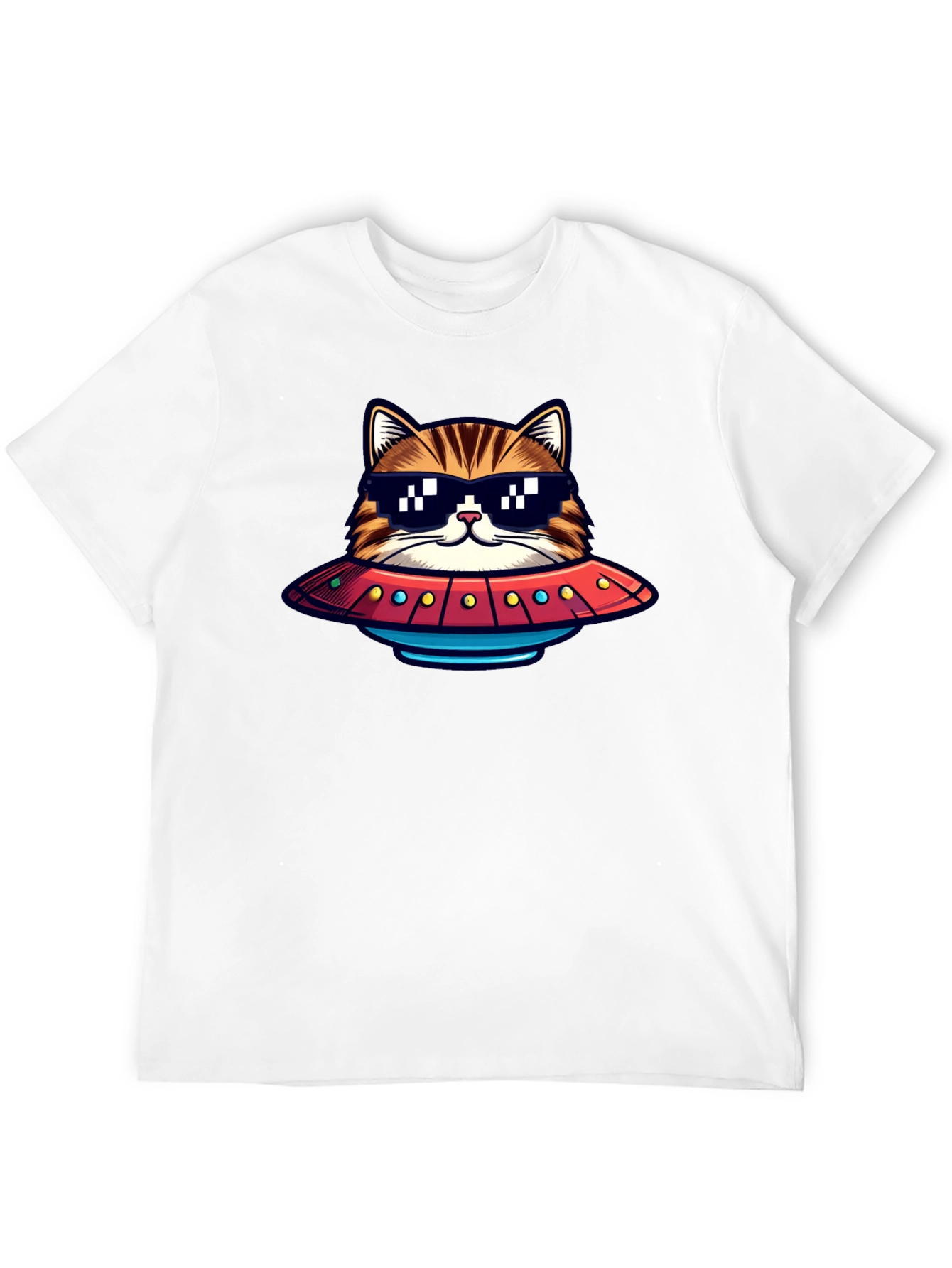 Black Cool Cat UFO Graphic T-Shirt view 12