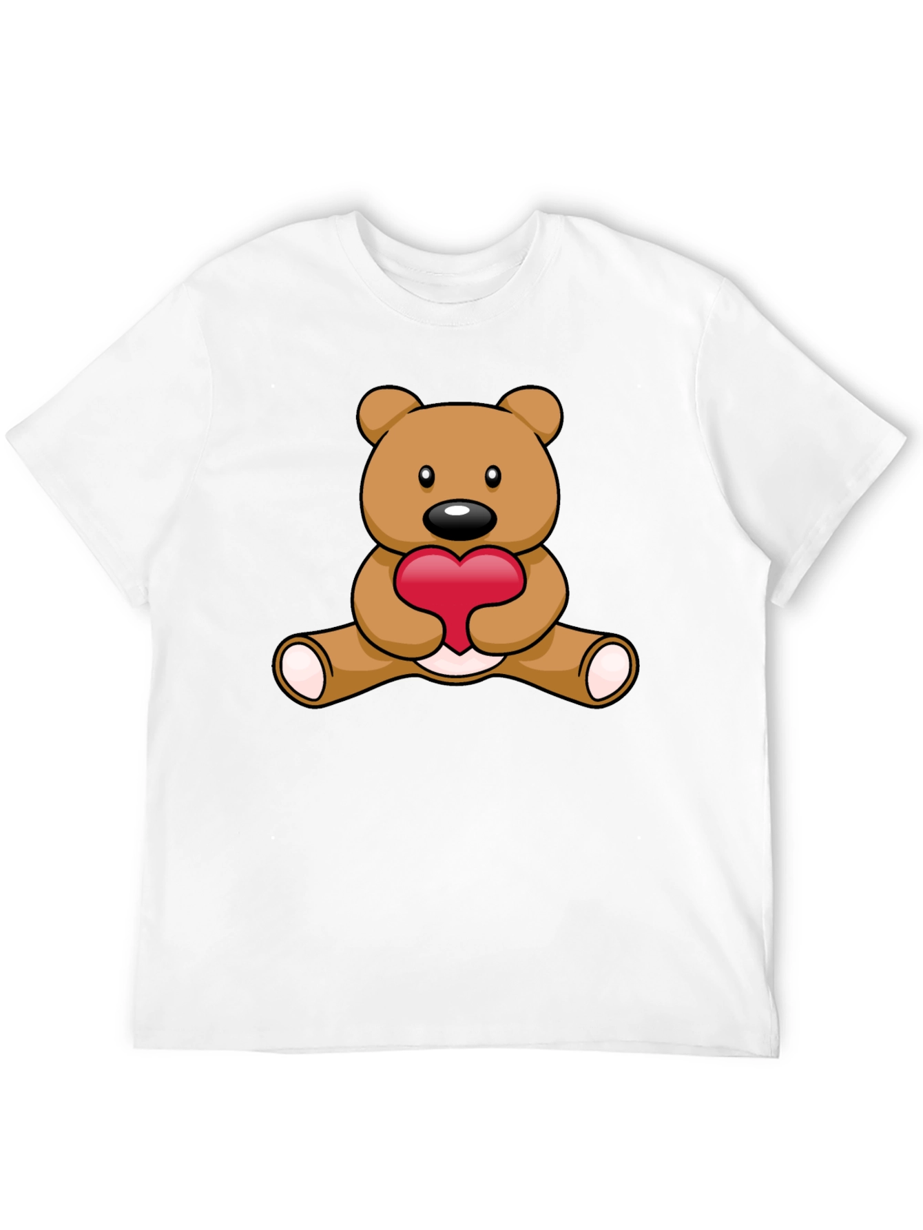 Black Cute Teddy Bear Heart Graphic T-Shirt view 12