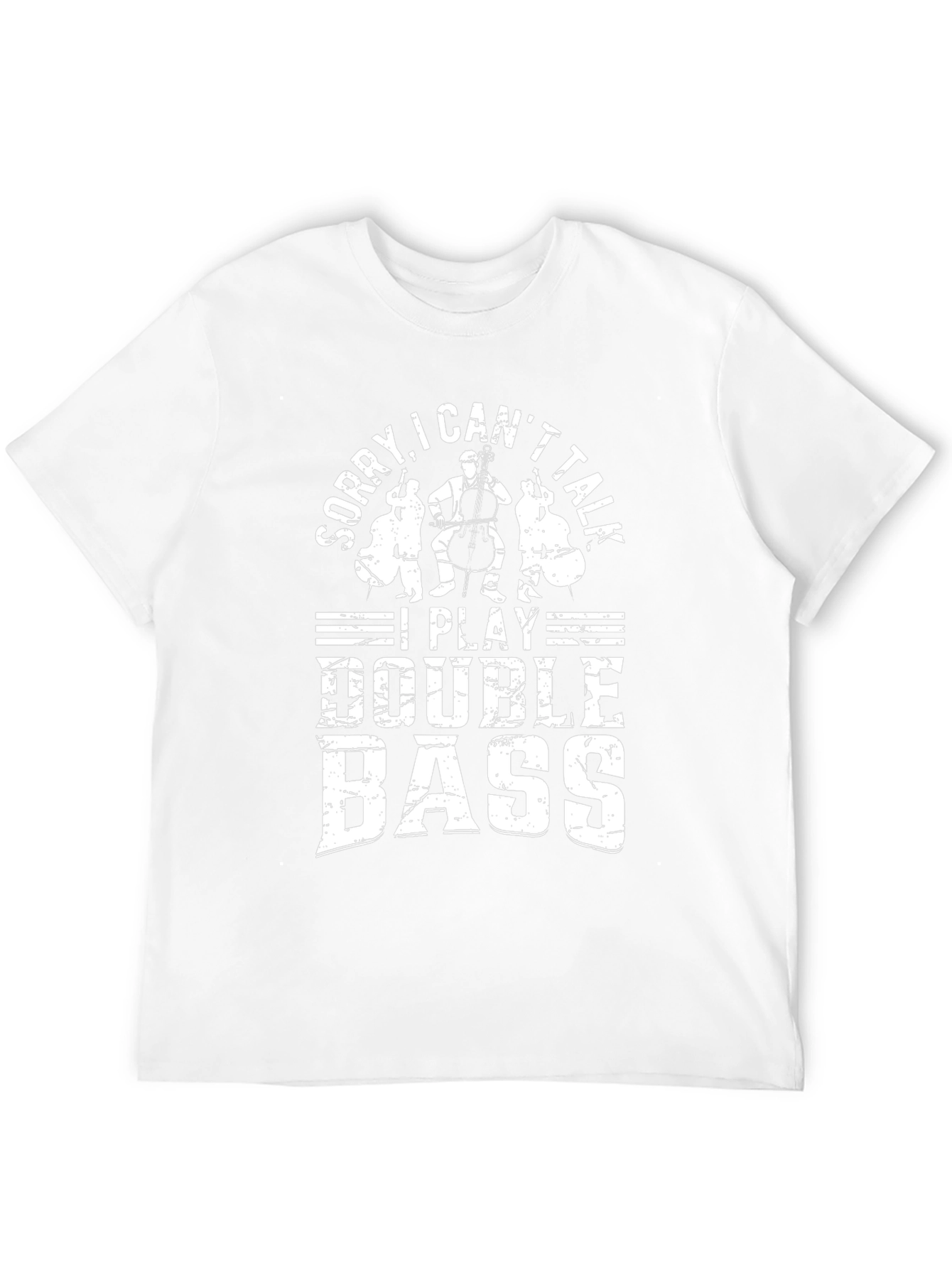 Black Double Bass Player T-Shirt - Sorry, I Can't Talk view 12