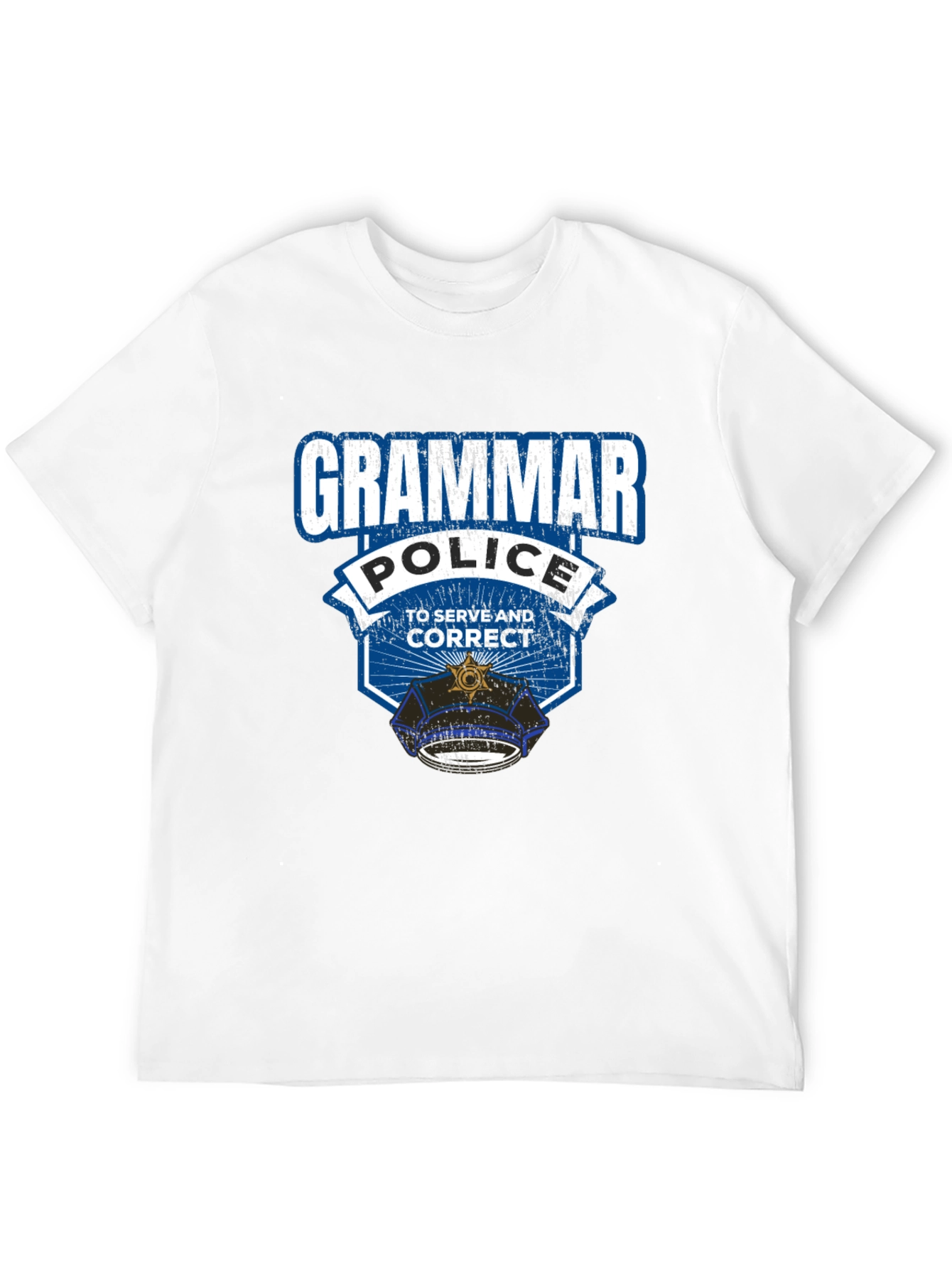 Black Grammar Police T-Shirt: To Serve and Correct view 12