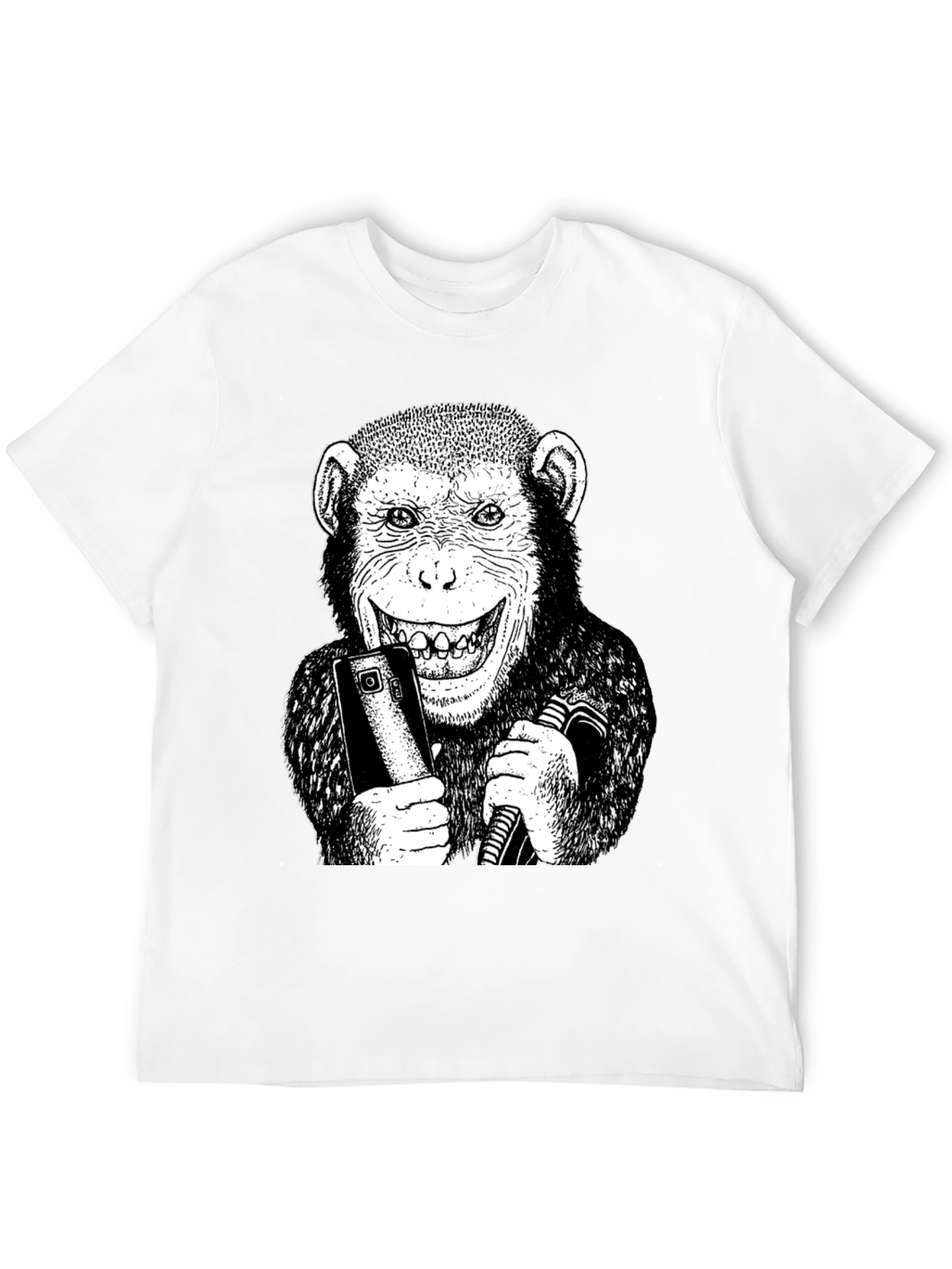 Black Monkey Selfie Graphic Tee - Black Cotton Blend T-Shirt view 12