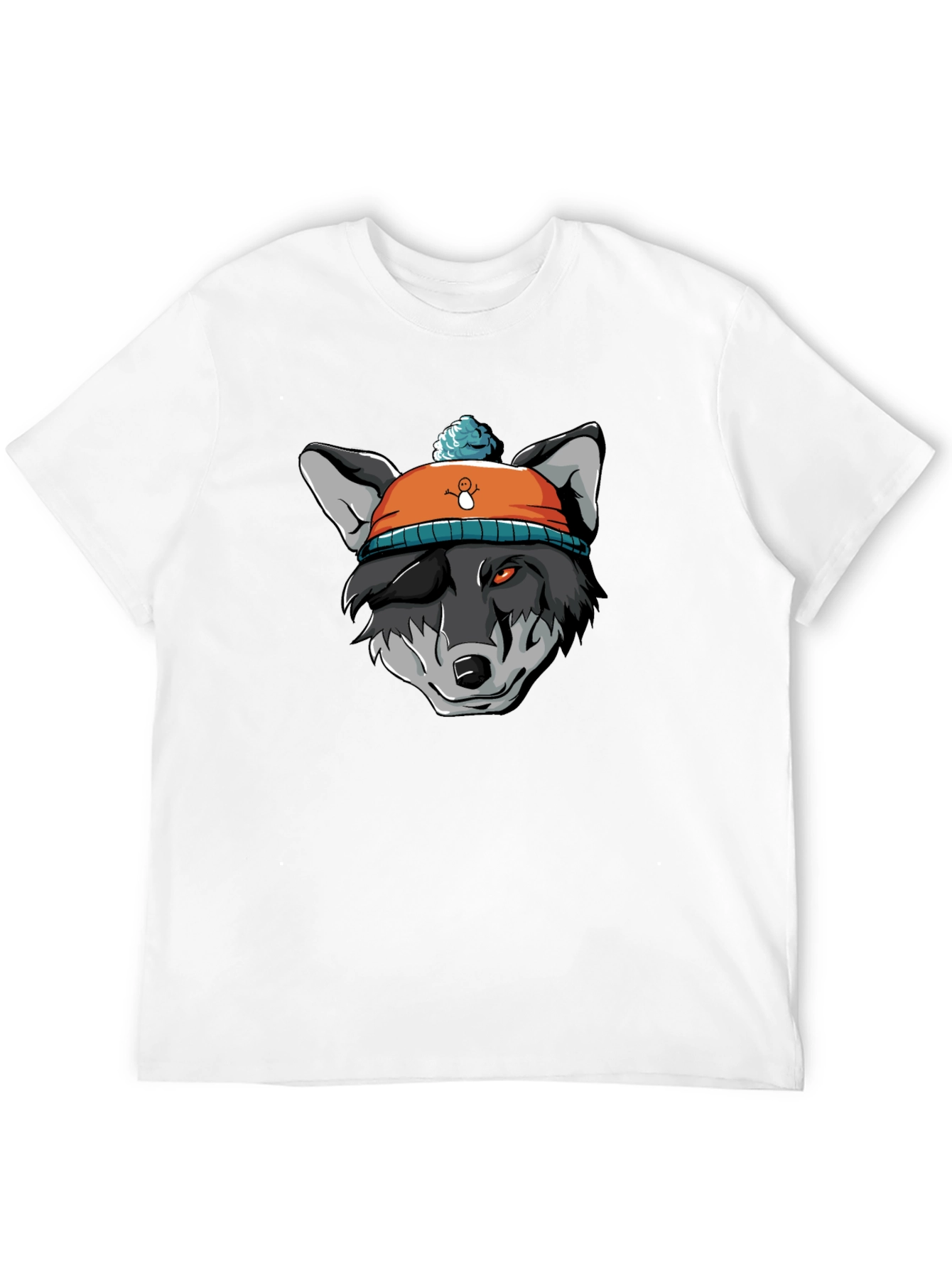 Black Wolf in Beanie Black T-Shirt - Unique Graphic Tee view 12