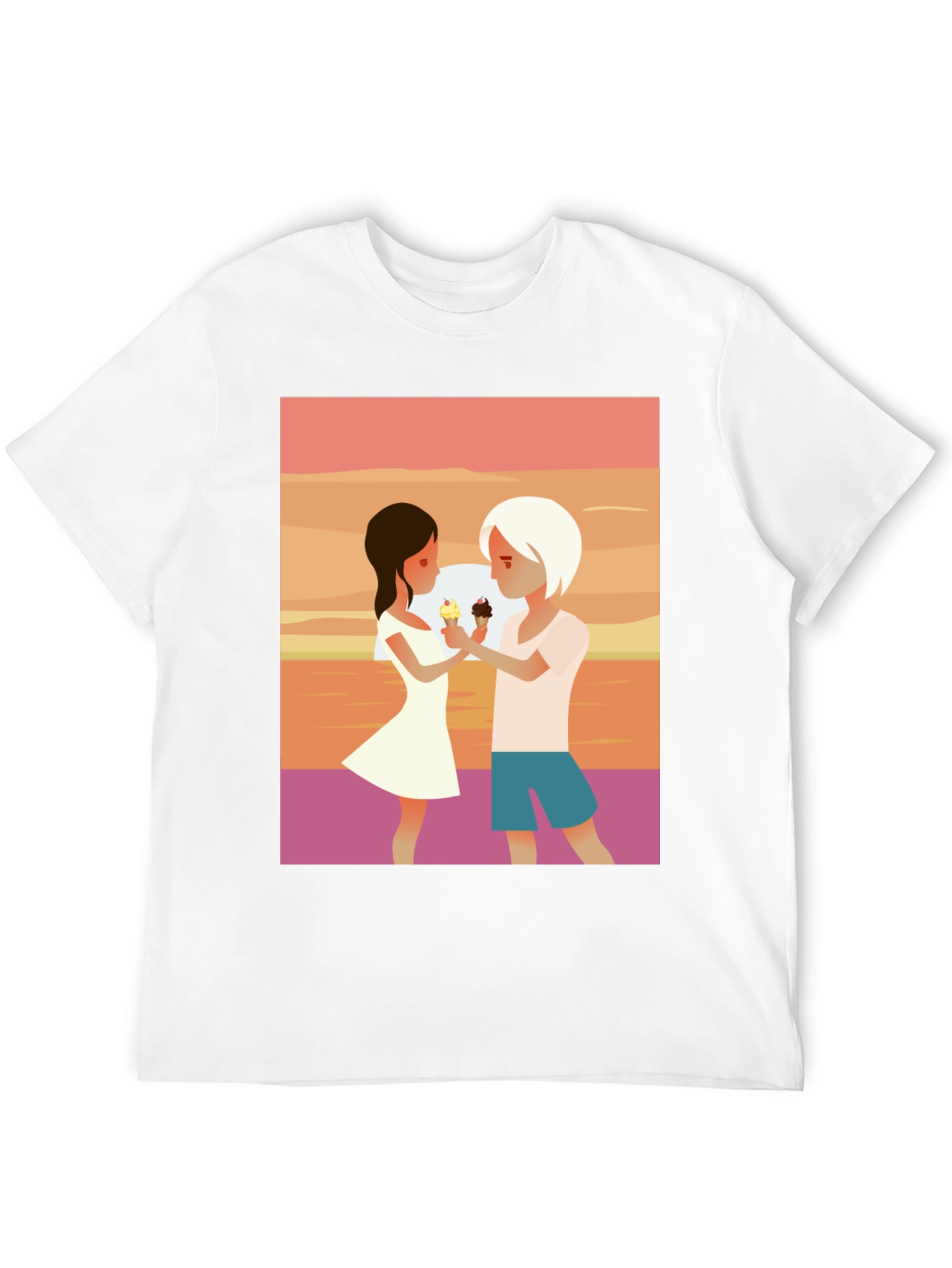 Black Couple Ice Cream Graphic T-Shirt - Unisex Casual Tee view 12