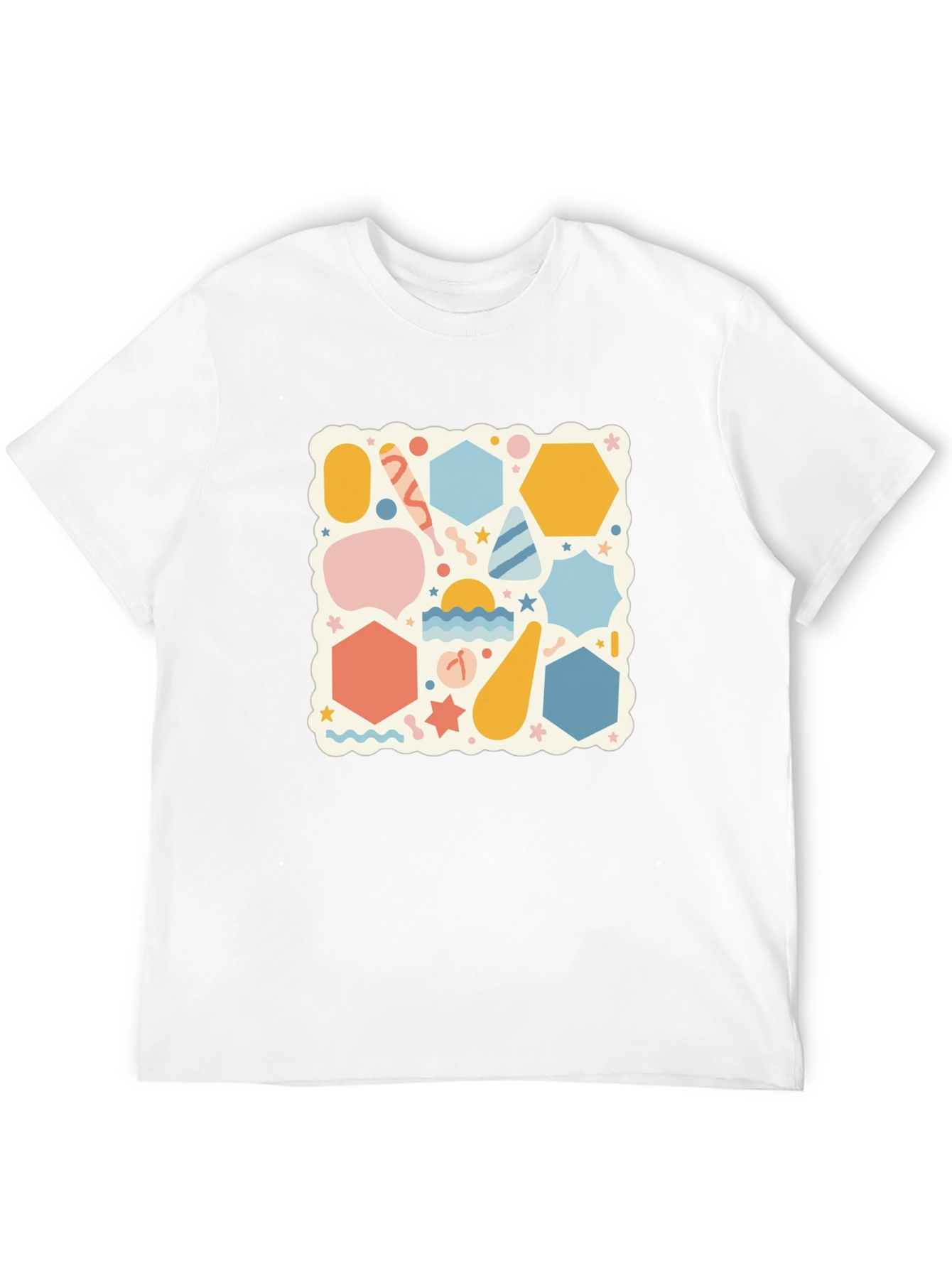 Black Funky Geometric Pattern Black T-Shirt view 12