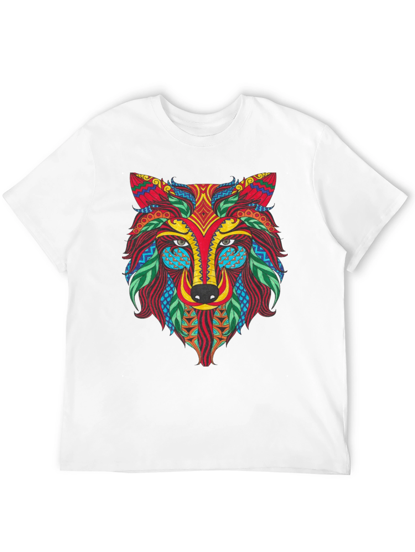 Black Wolf Graphic Print Tee - Men's Short Sleeve Black T-Shirt view 12