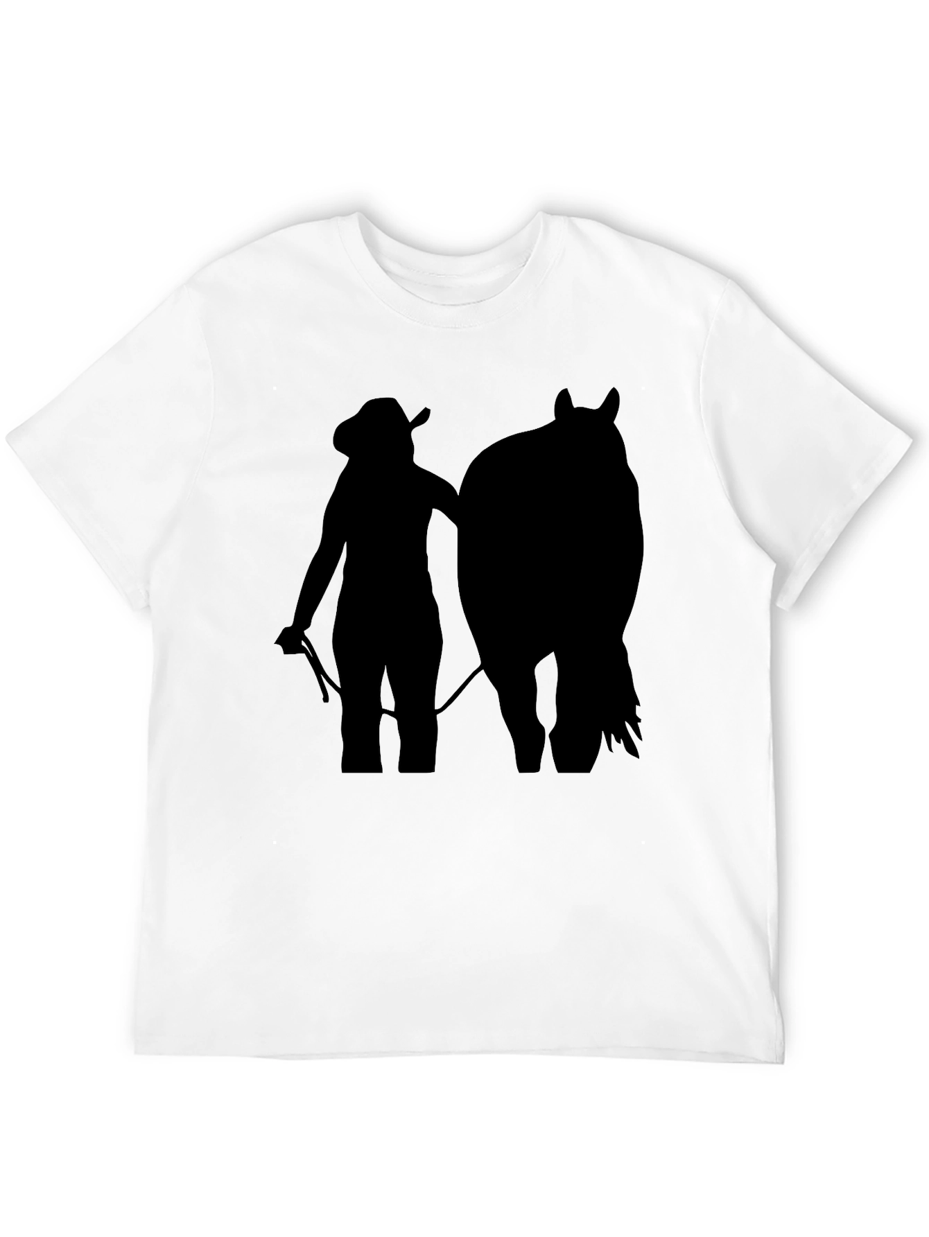 Black Cowgirl & Horse Silhouette Tee - Black Unisex T-Shirt view 12