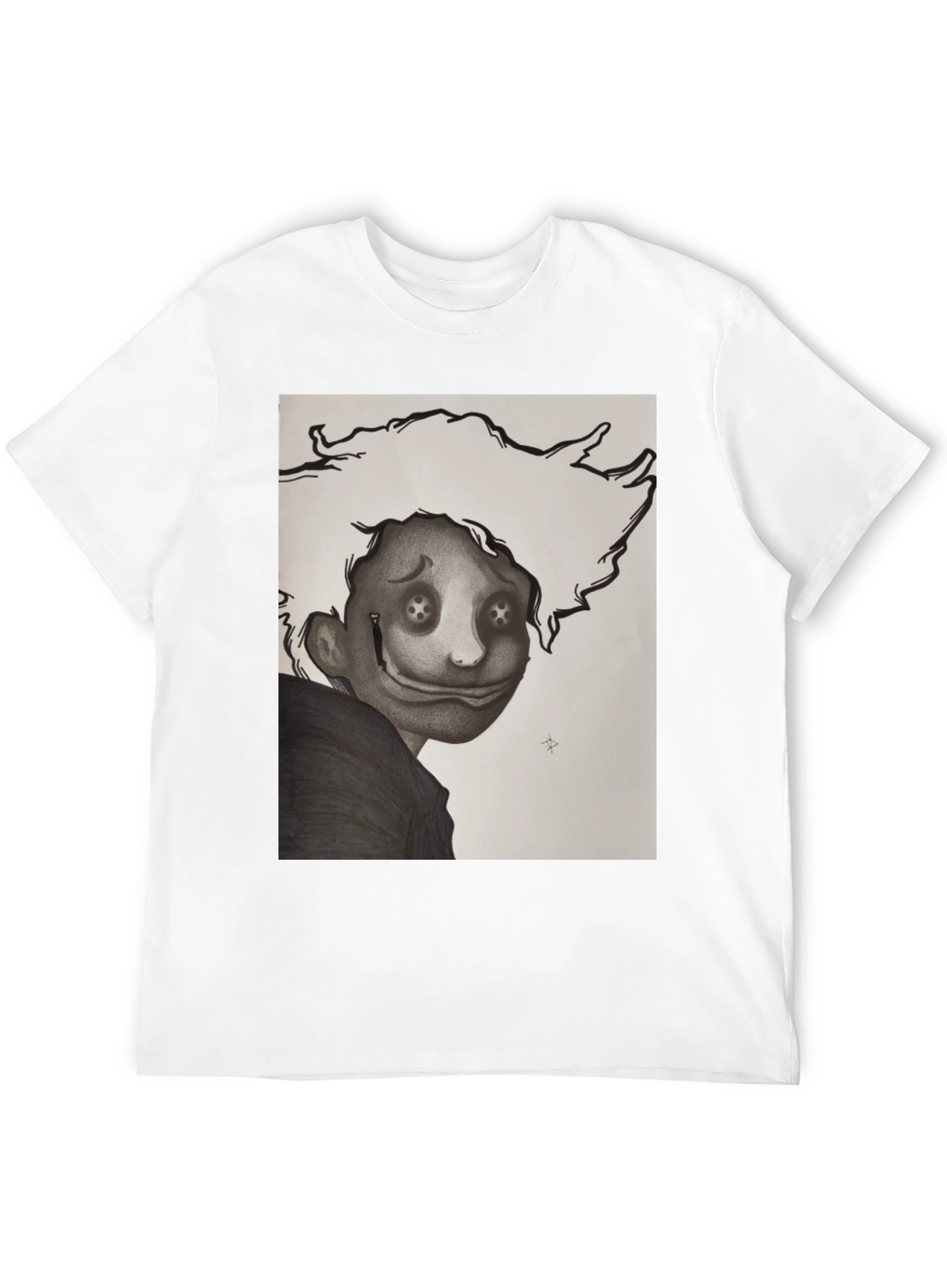 Black Creepy Cartoon Graphic T-Shirt view 12