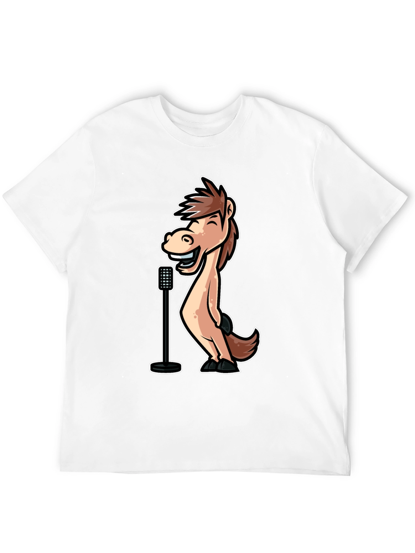 Black Funny Horse Singer Graphic Tee - Black Cotton T-Shirt view 12