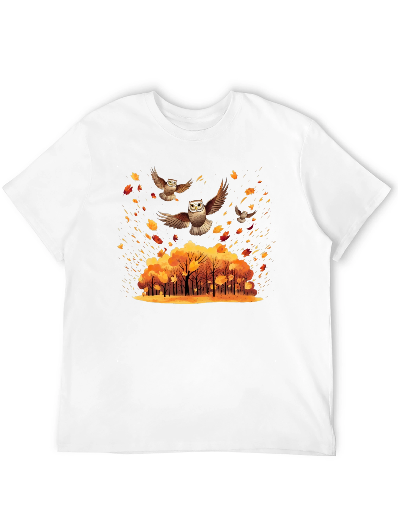 Black Autumn Owl Flight T-Shirt view 12