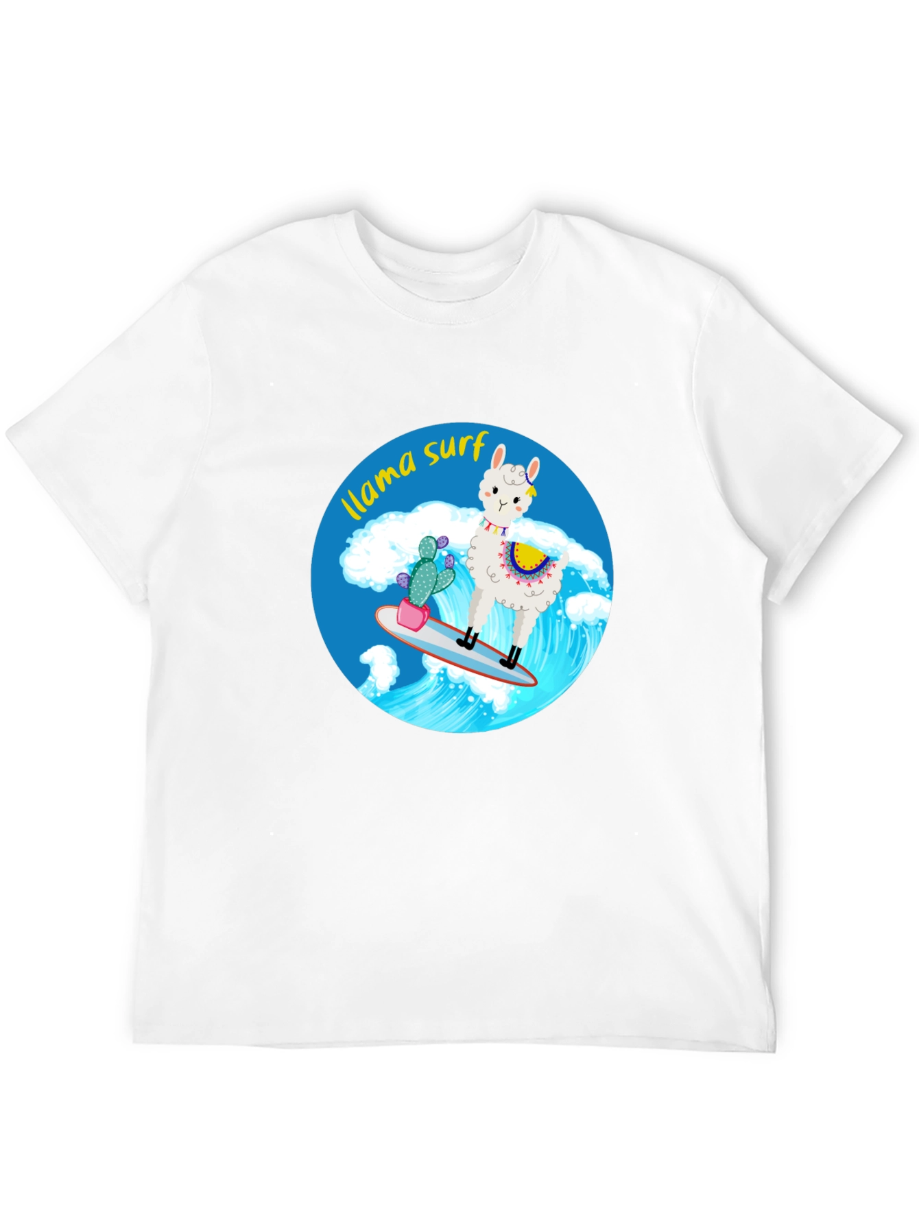 Black Llama Surf Graphic Tee - Black Cotton T-Shirt view 12