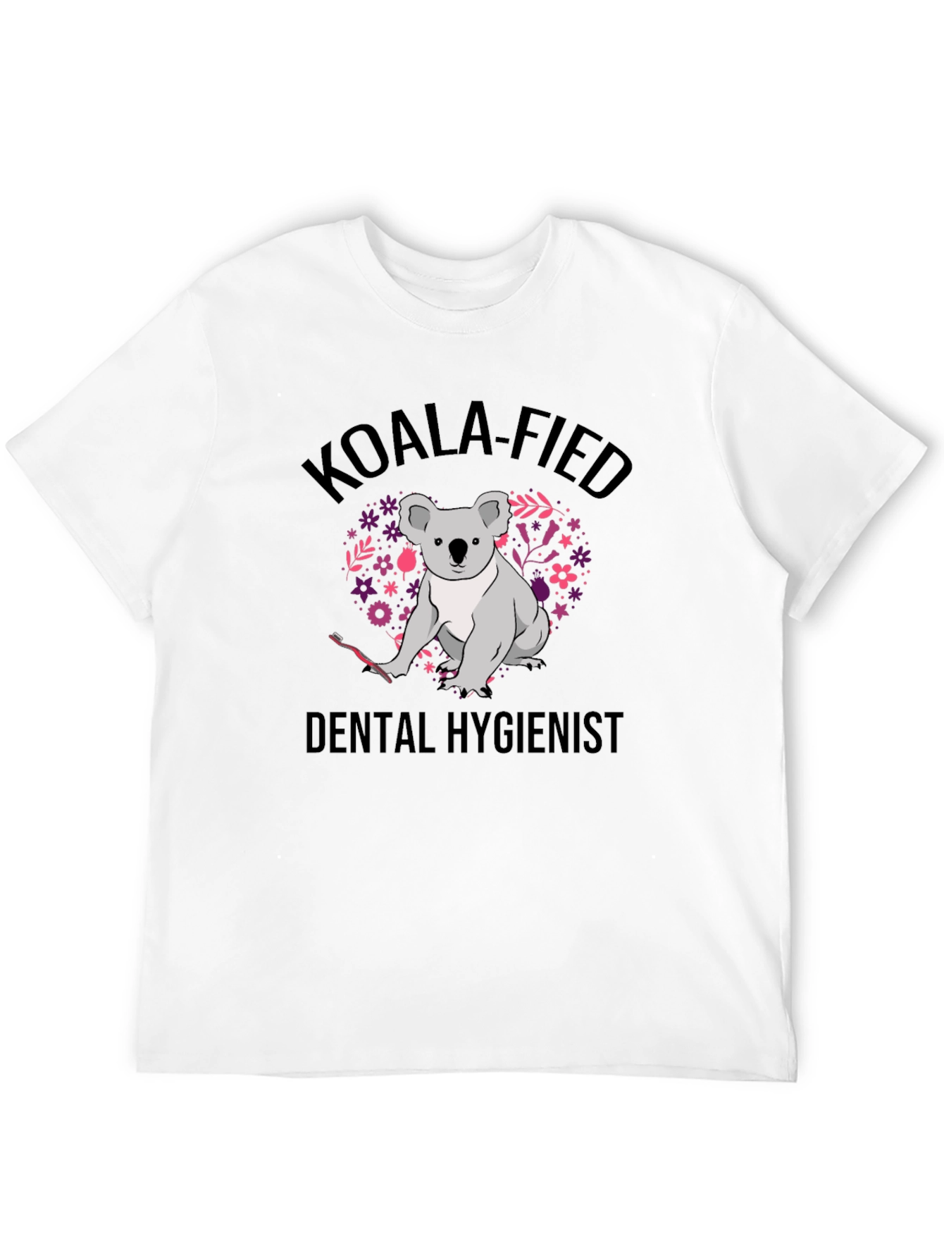 Black Koala-Fied Dental Hygienist Black T-Shirt view 12