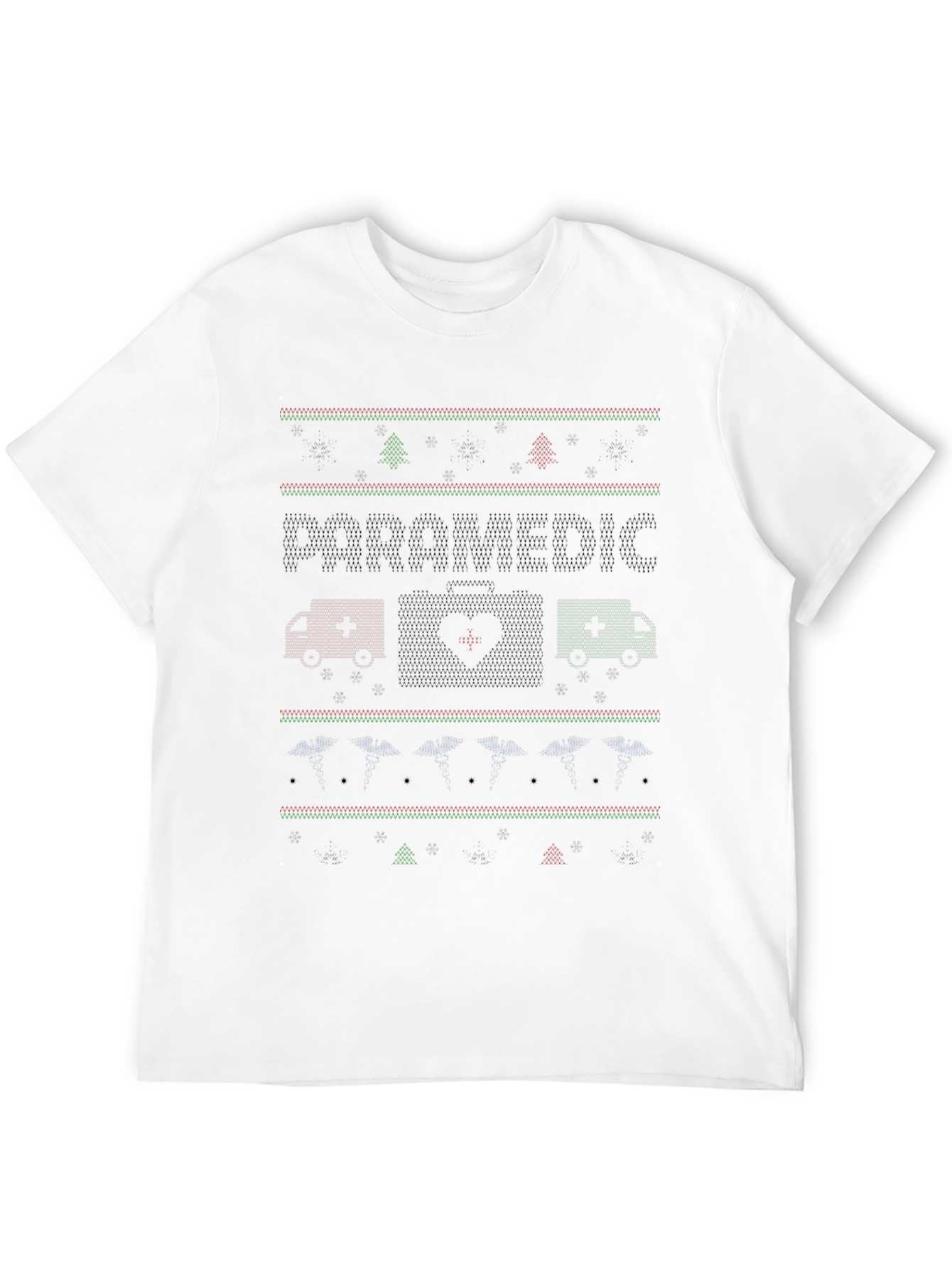 Black Paramedic Ugly Christmas Sweater Style T-Shirt view 12