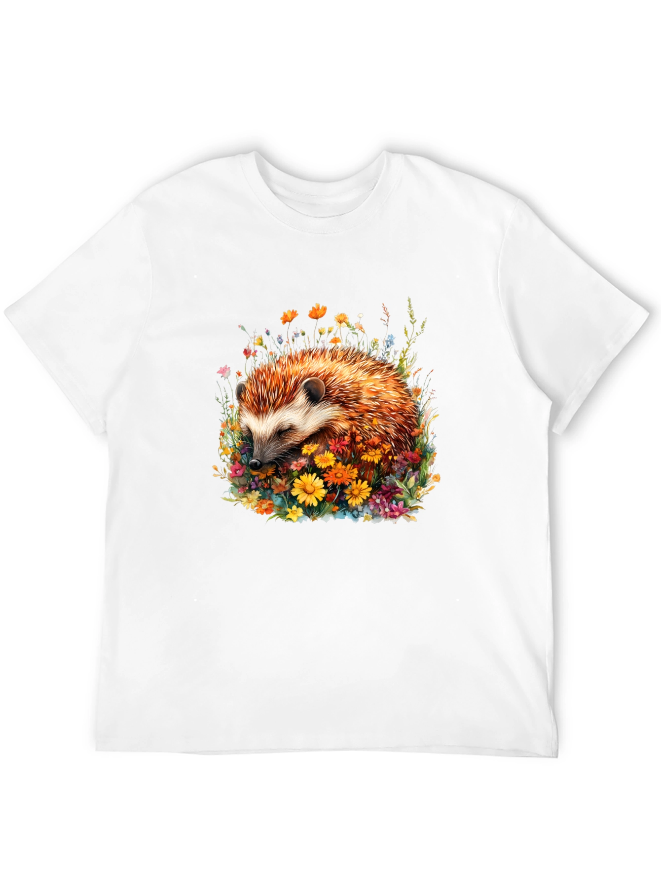 Black Hedgehog in Flowers Graphic Tee view 12