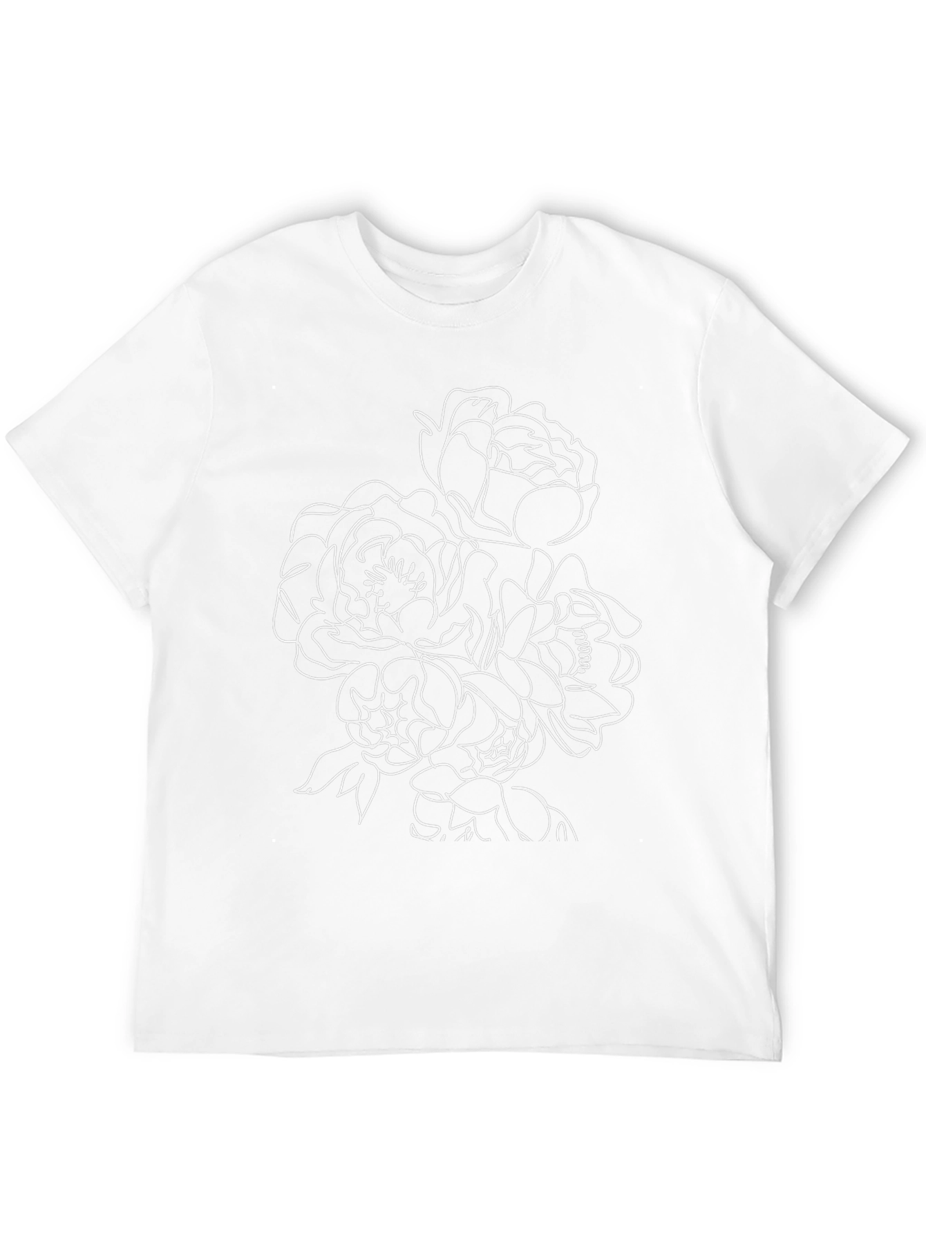 Black Floral Line Art Black T-Shirt view 12