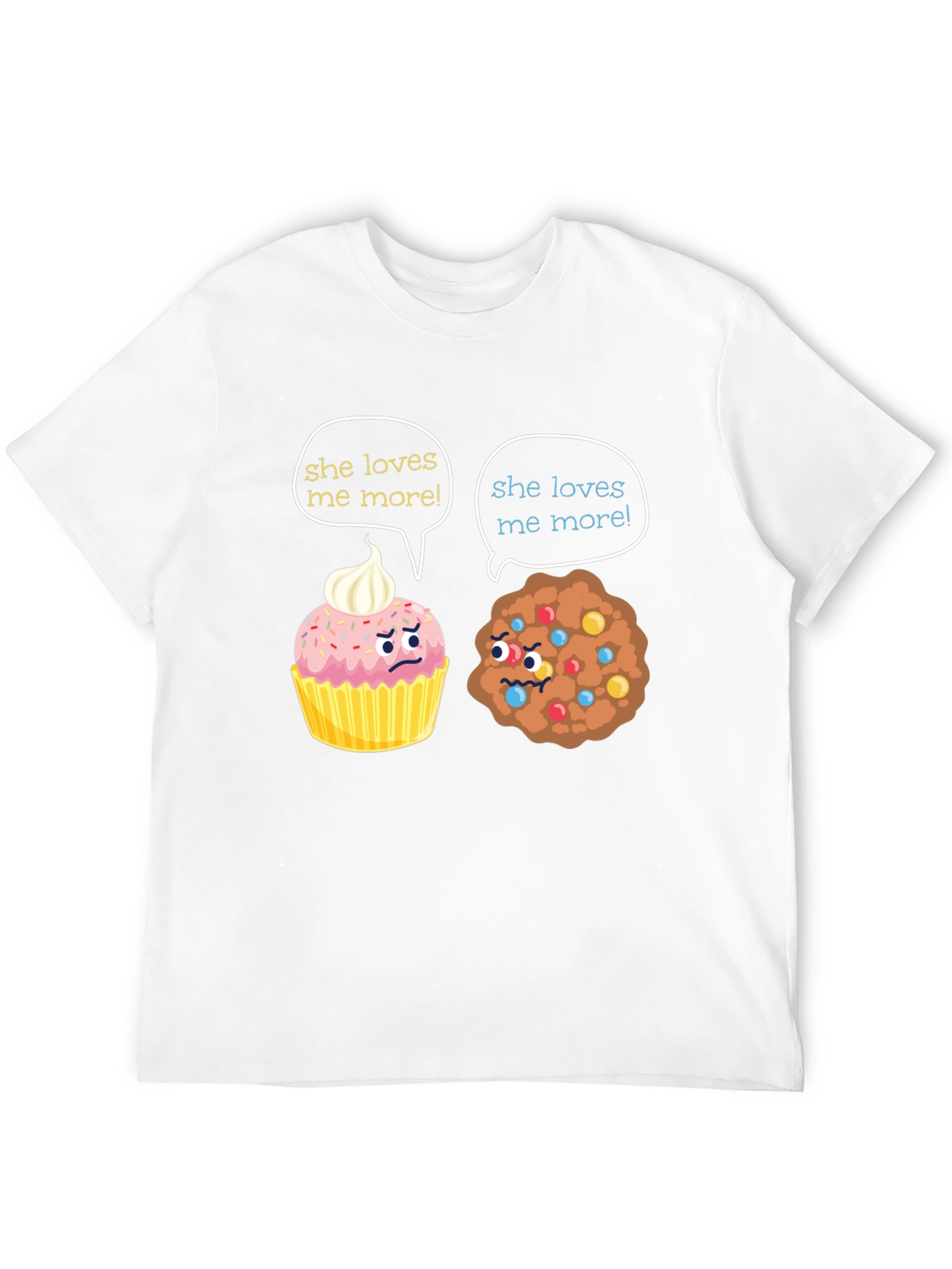Black Funny She Loves Me More Cupcake vs Cookie T-Shirt view 12