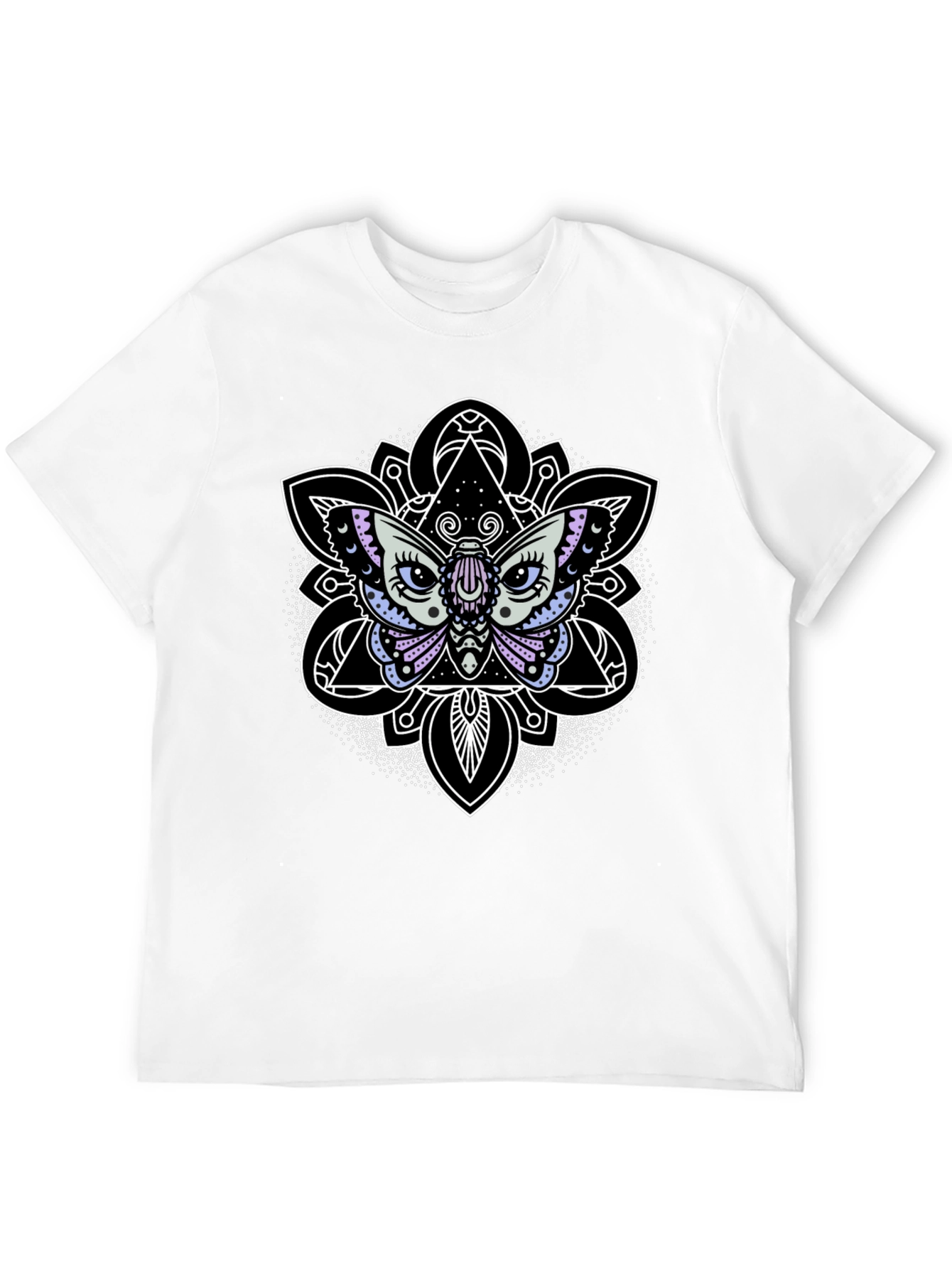 Black Moth Mandala Graphic Tee - Black Cotton T-Shirt view 12