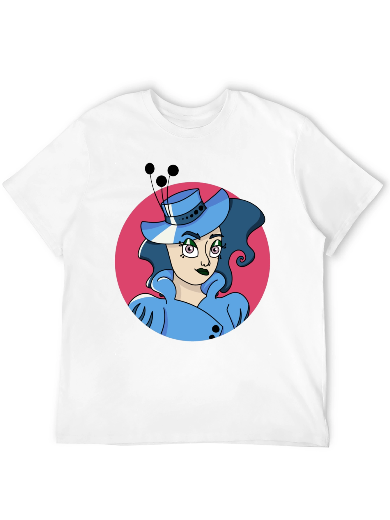 Black Whimsical Woman Graphic Tee - Black Cotton Blend view 12