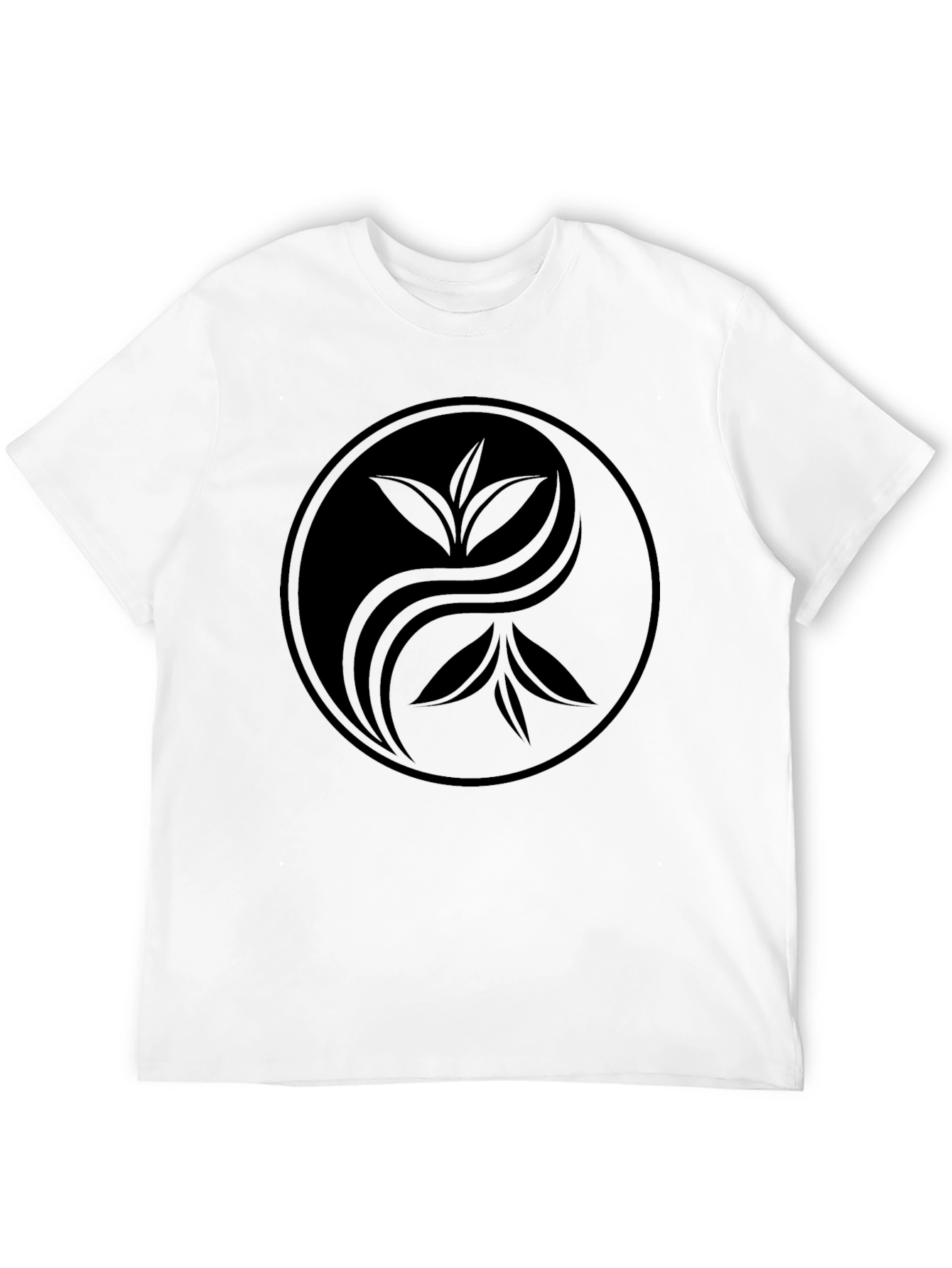 Black Yin Yang Tea Leaf Graphic Tee - Soft Black Cotton view 12