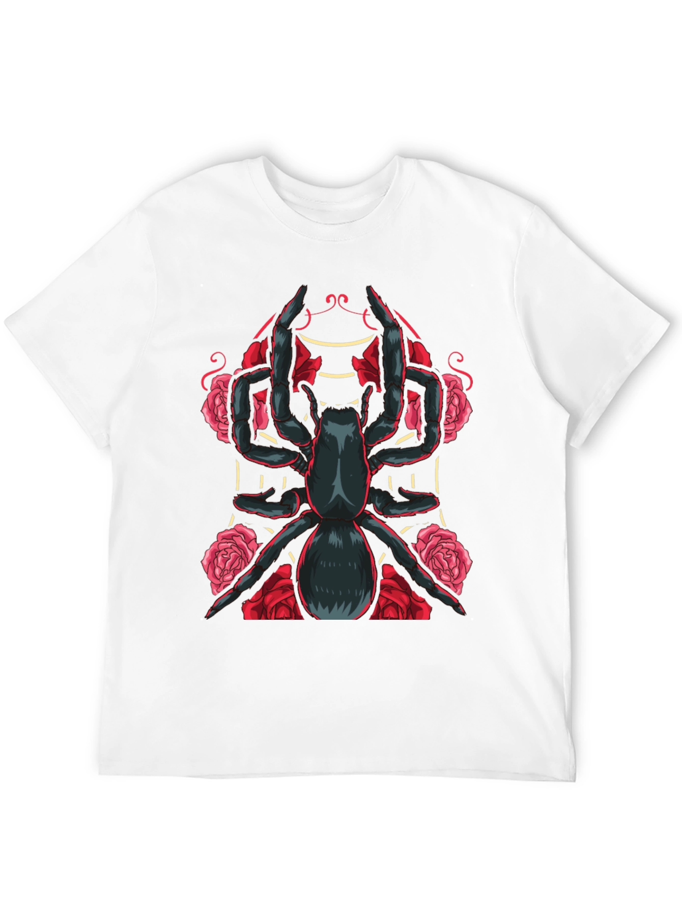 Black Spider & Roses Graphic T-Shirt - Dark Aesthetic view 12